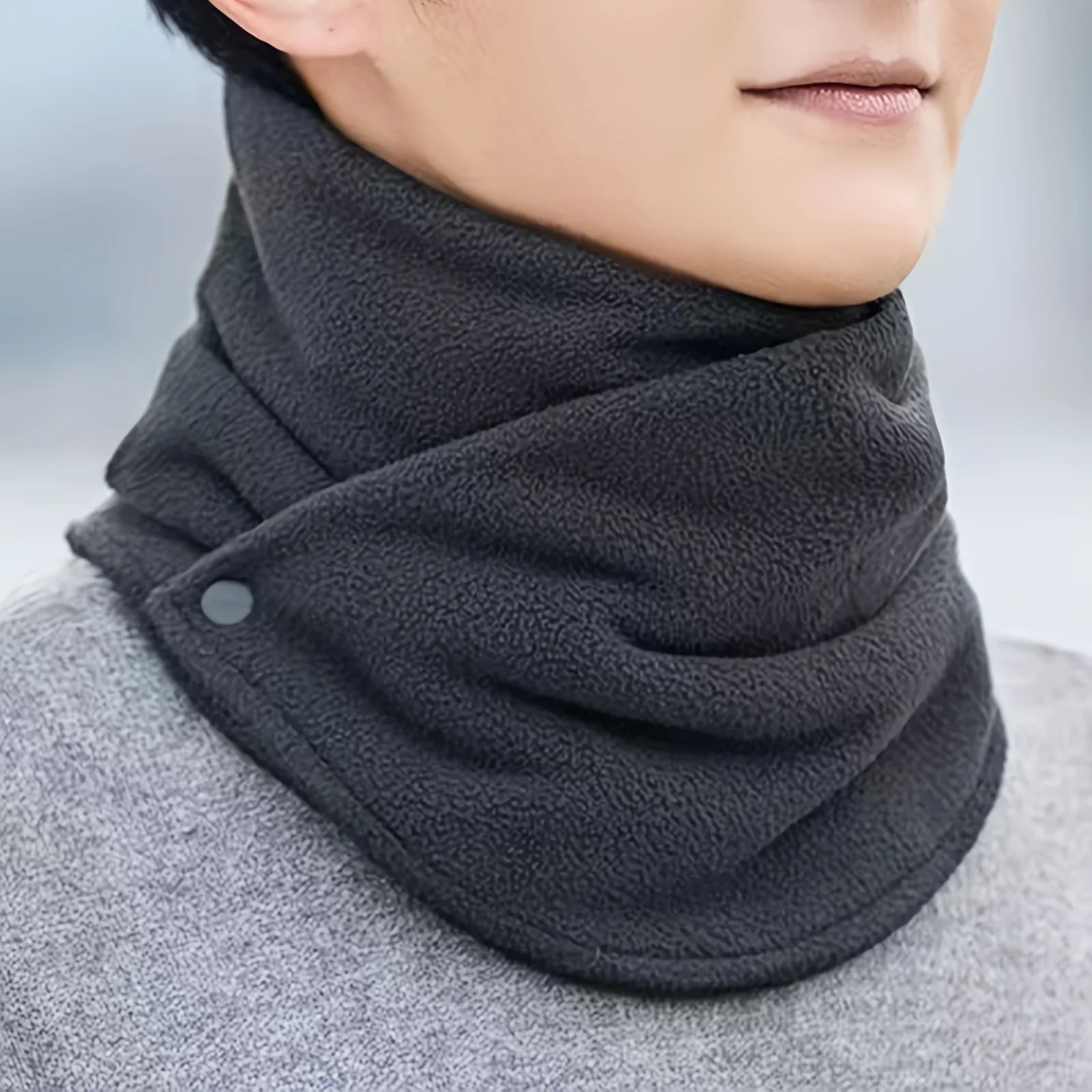 Velvet Warm Neck Scarf Simple Thick Snap Neck Cover For Women  Men Windproof Cold Riding Accessory  0