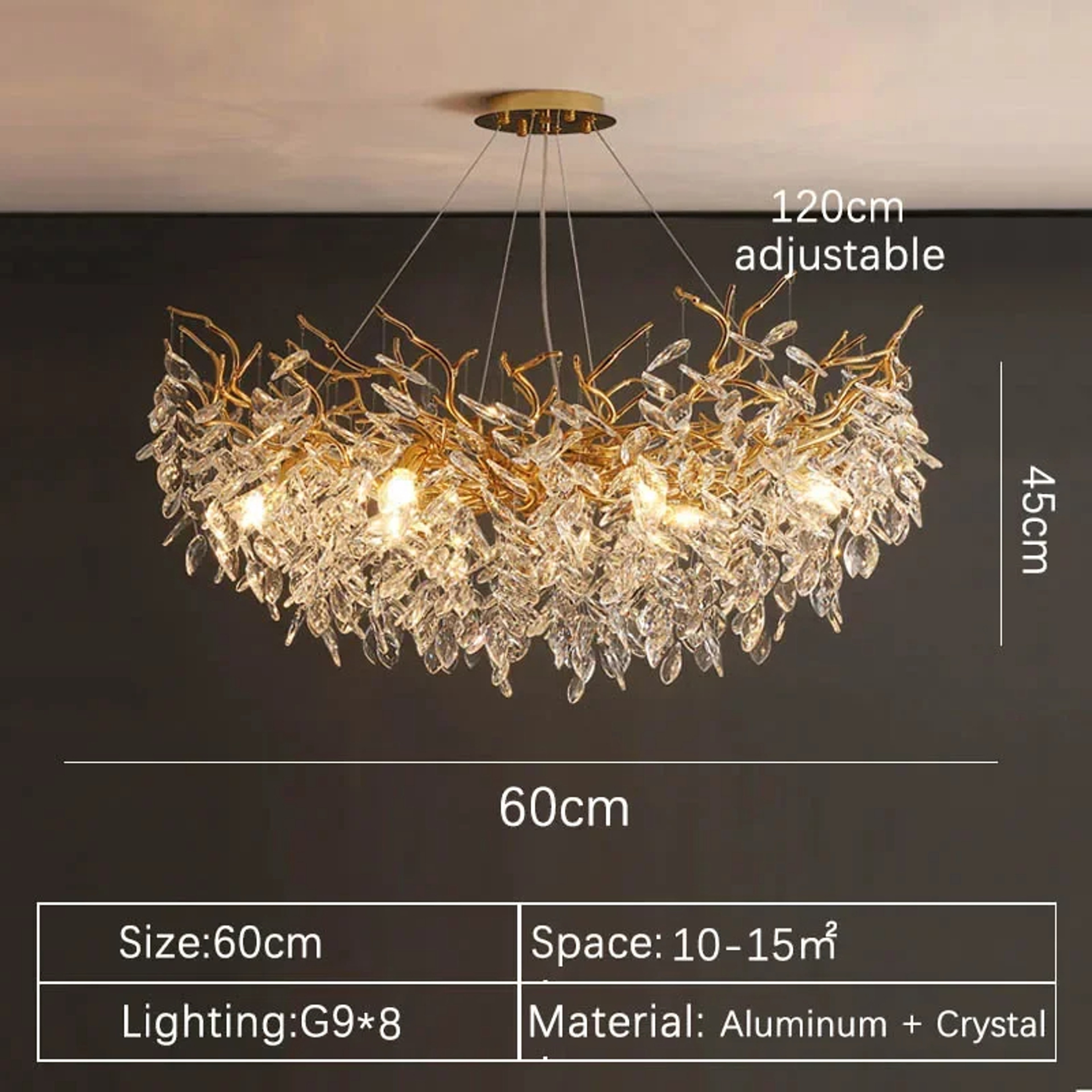 Luxury Gold Crystal LED Chandelier Elegant Ceiling Light For Living Room Dining  Bedroom 7