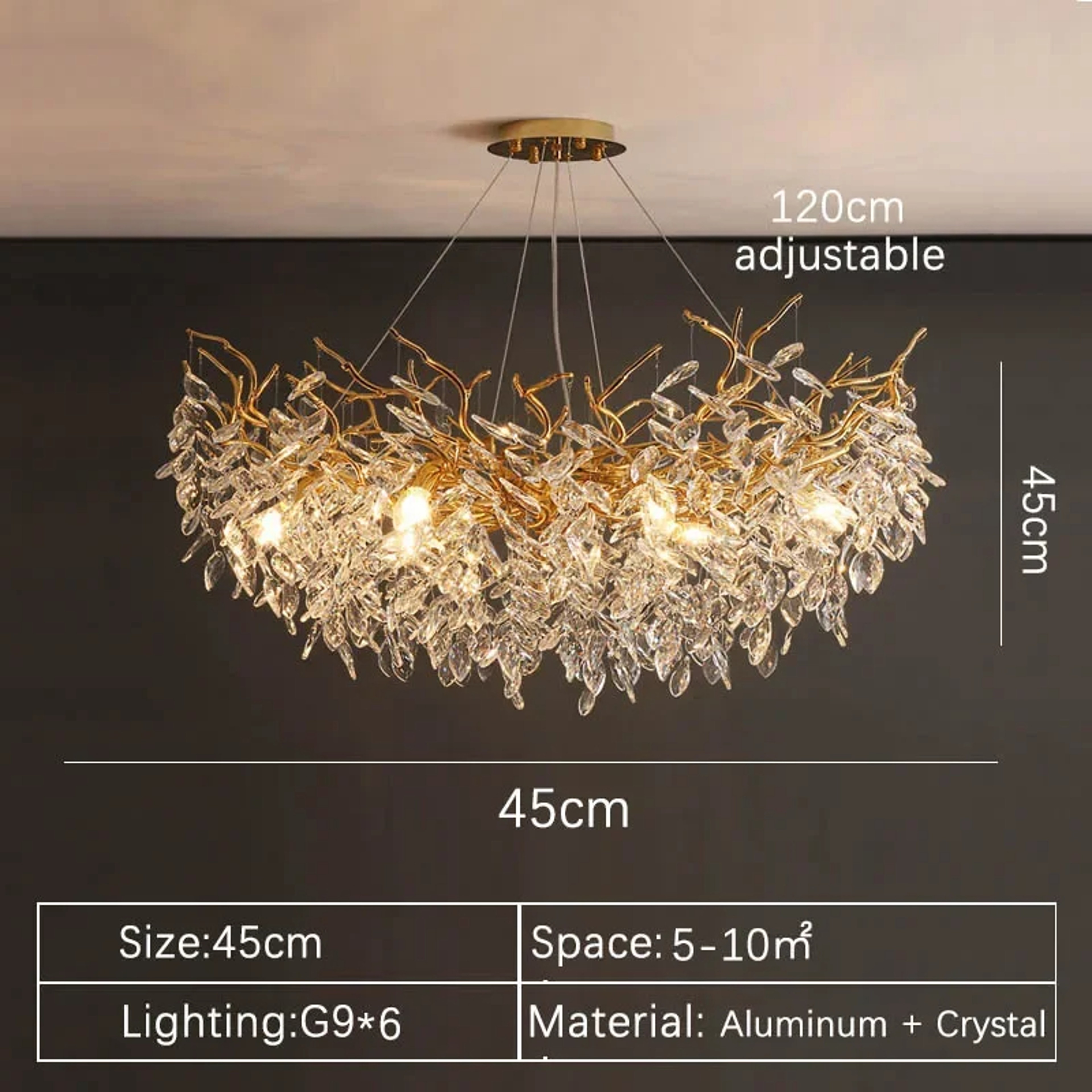 Luxury Gold Crystal LED Chandelier Elegant Ceiling Light For Living Room Dining  Bedroom 6