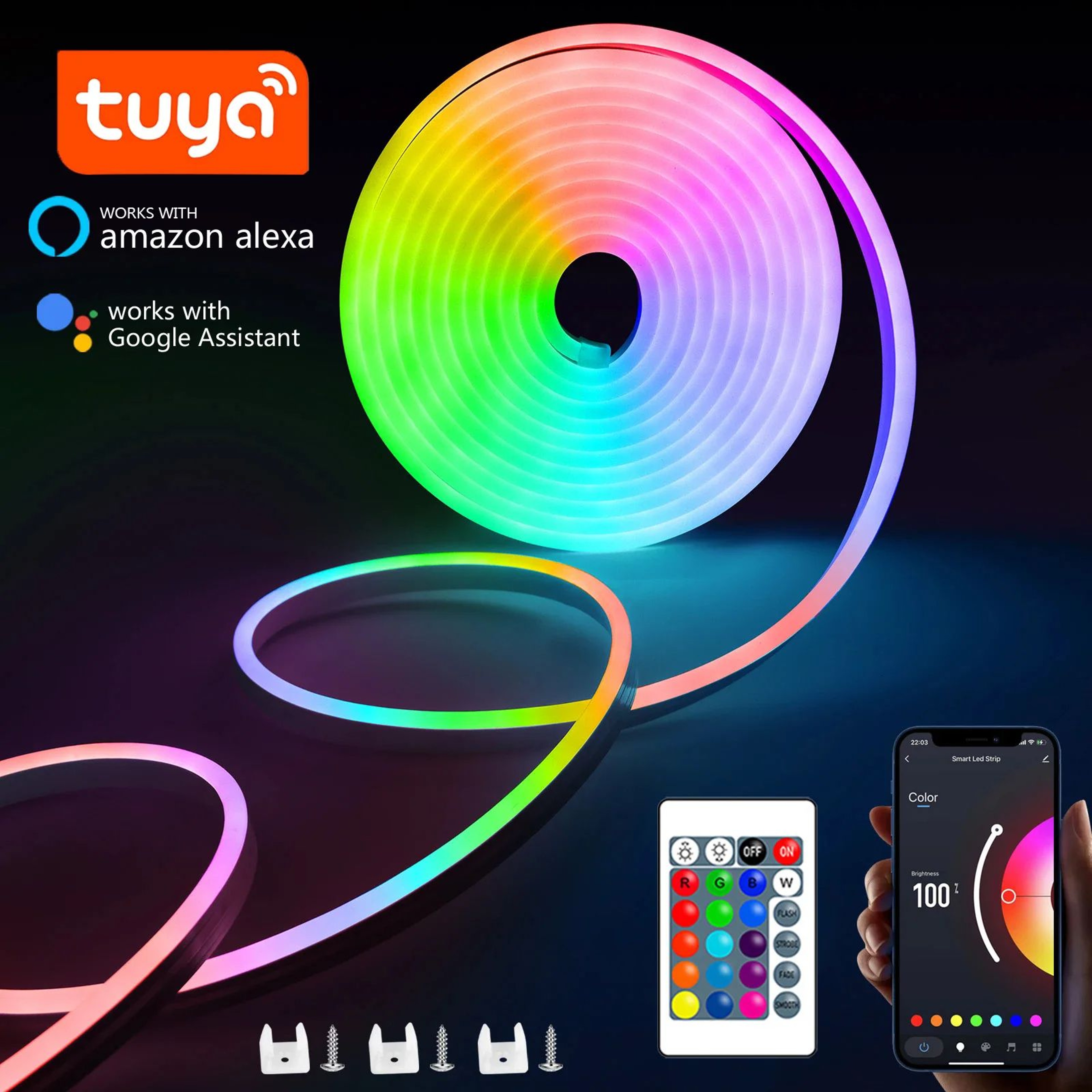 Flexible RGB Neon LED Strip IP65 Waterproof USB DIY Neon Ribbon With Tuya Smart Life App  Voice Con 0