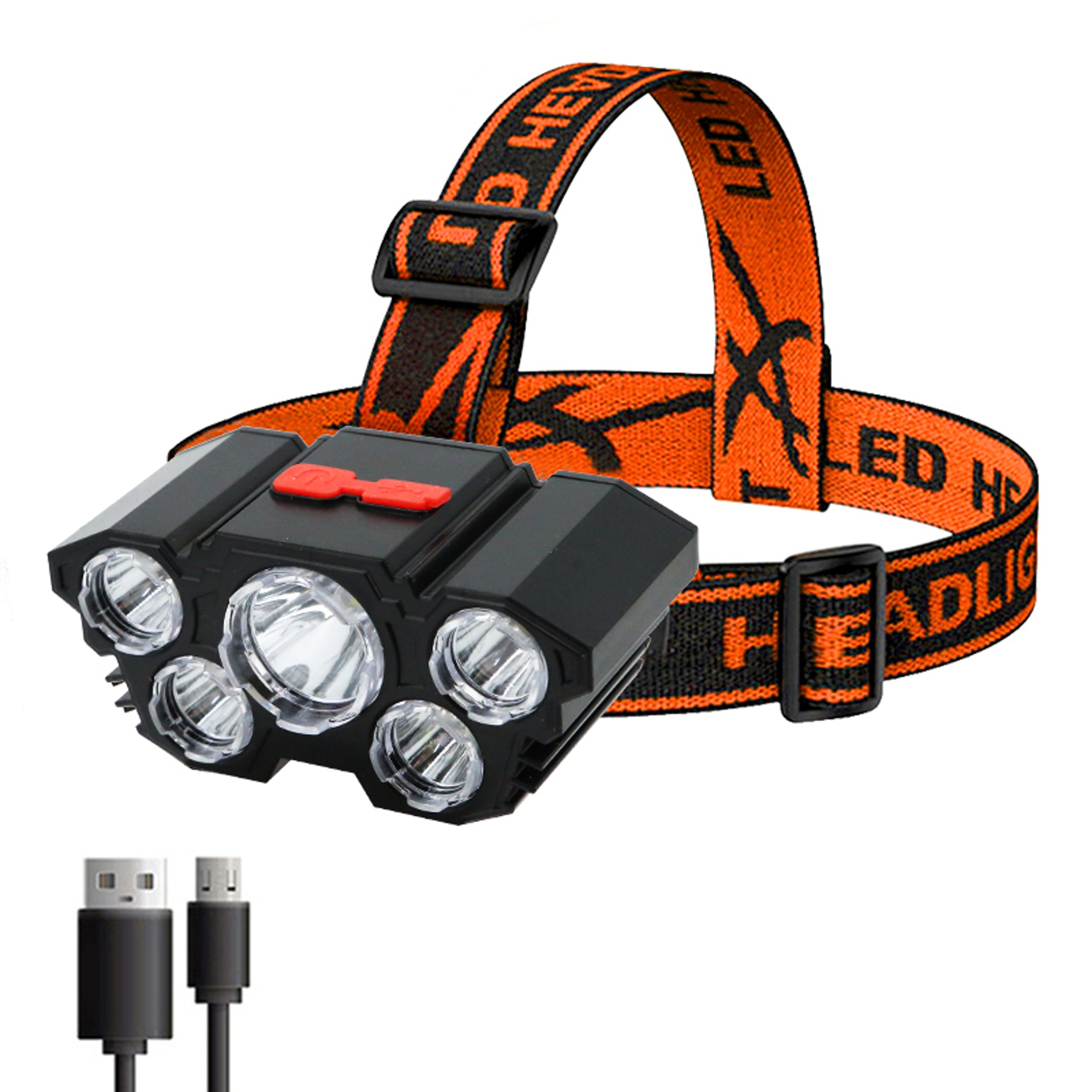 Strong LED Headlamp Flashlight, Rechargeable Built in Battery, 5 LED Light for Camping, Adventure & Fishing – view 1