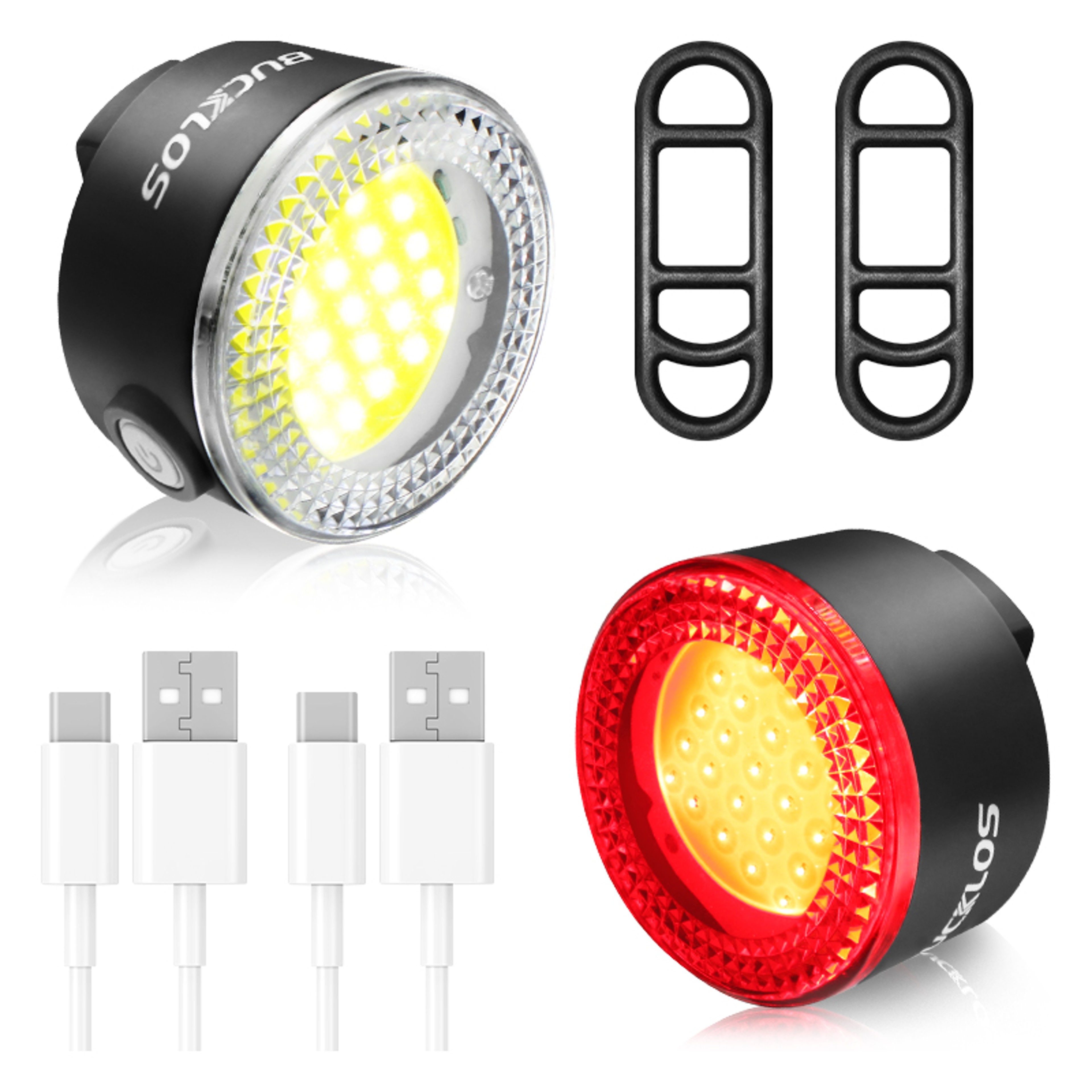 USB Rechargeable Bicycle Safety Warning Light Set, LED Front Rear Bike Taillights Headlight for MTB Cycling Lamp – view 7