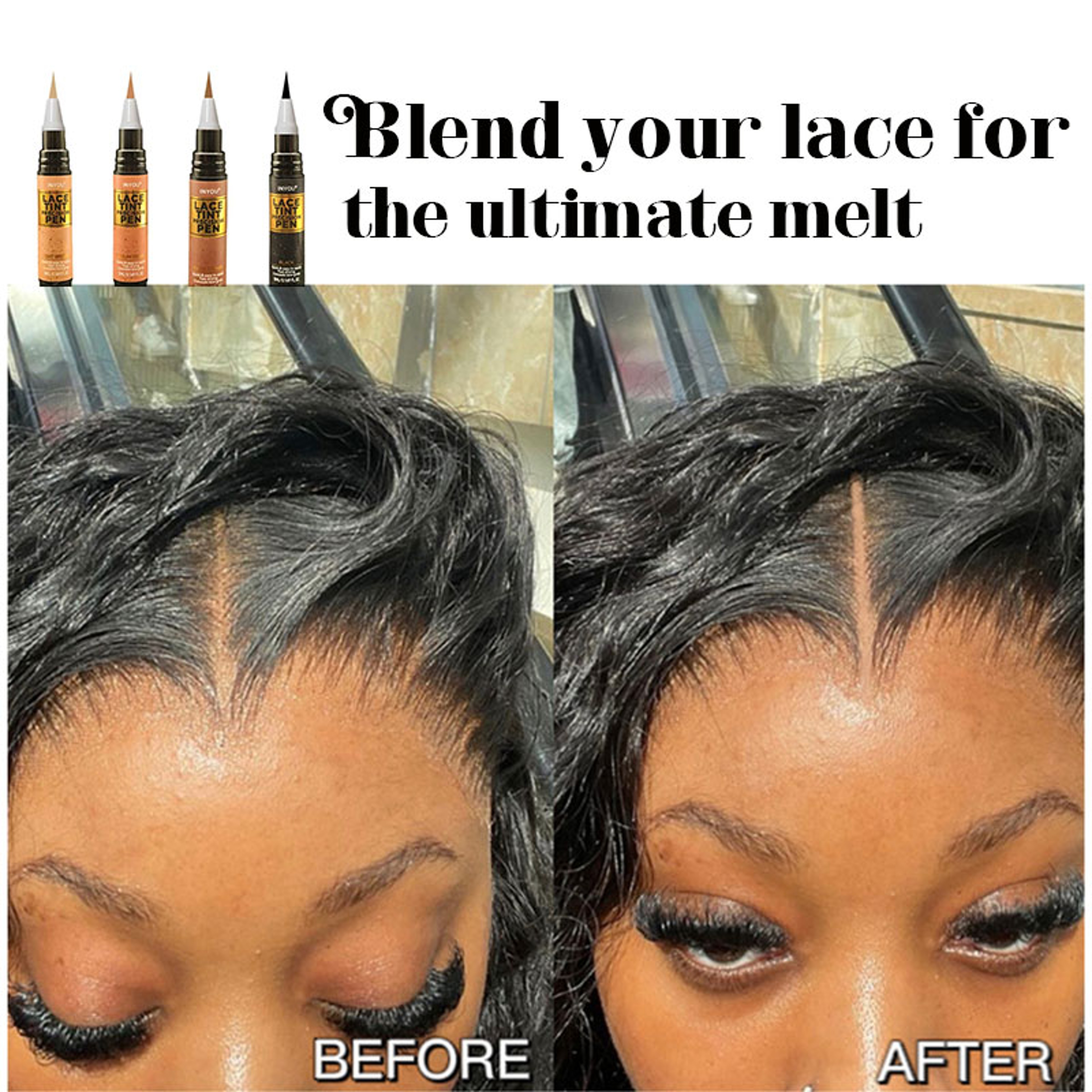 Tinted Lace Pen with Brush, Lace Tint Pen for Wigs, Black/Medium/Dark/Light Brown, 5ml Precision Parting Color Correct – view 6
