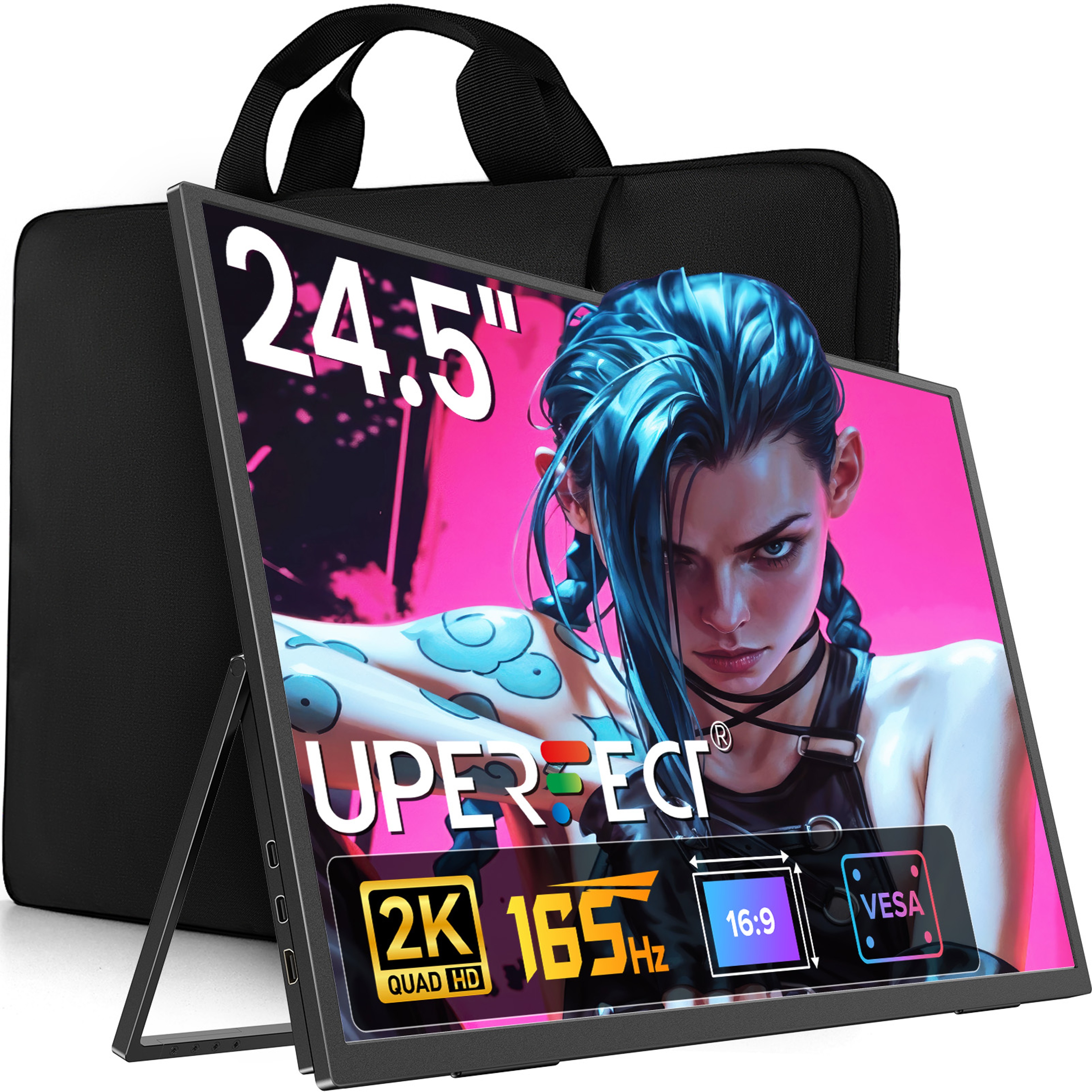 Waterproof Laptop Sleeve for UPERFECT Portable Monitor Touchscreen, Travel Case Bag with Large Side Pocket – view 1