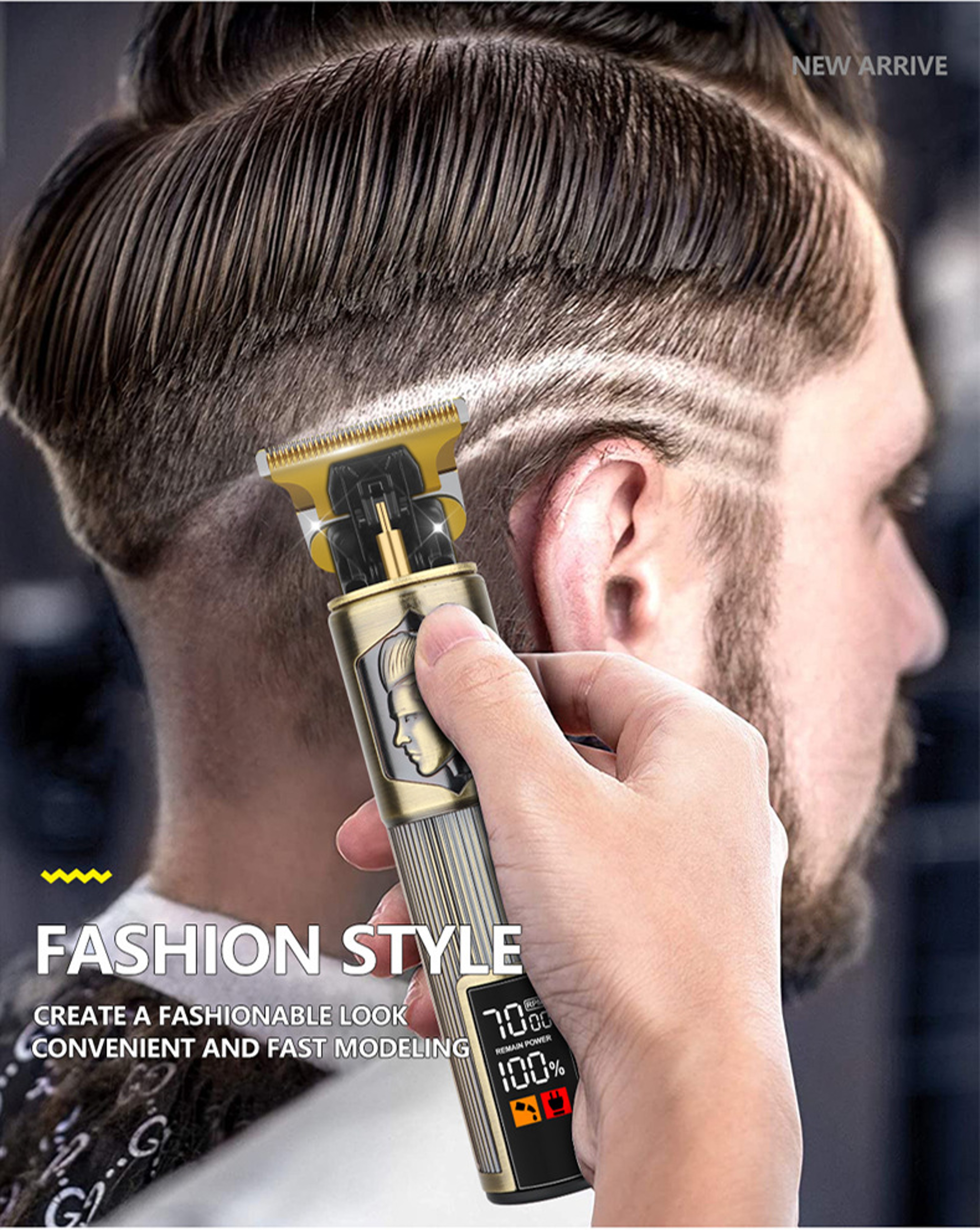 T9 Vintage Hair Clippers for Men, LED Electric Trimmer, Dragon Carved Beard Shaver & Hair Cutting Machine for Home – view 2