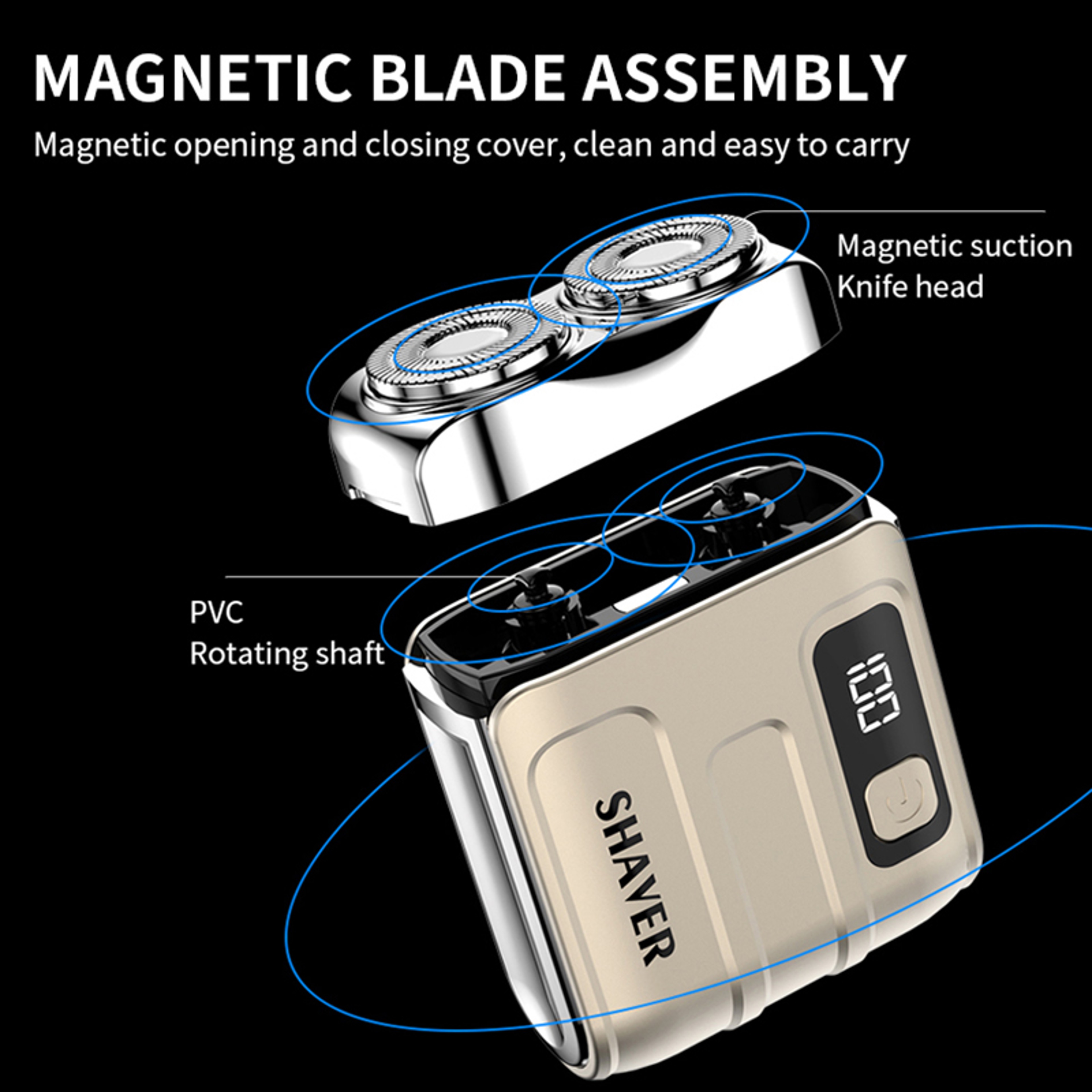 Mini Rotary Electric Razor for Men, Travel Beard Shaver with Magnetic Blade Head, Dual Floating Design & Type-C Recharge – view 4