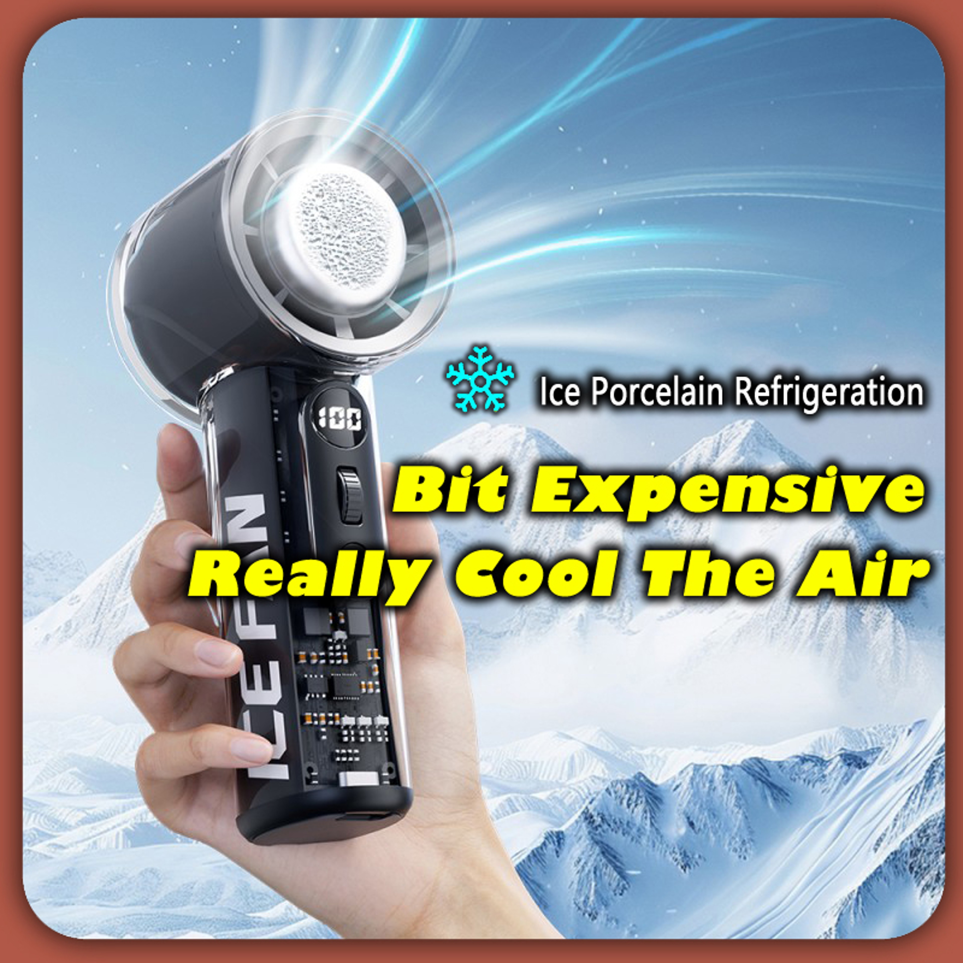 100-Speed Turbo Portable Mini Air Condition Fan, 3000mAh Rechargeable Cooling Handheld Fan for Home, Office, Camping – view 2