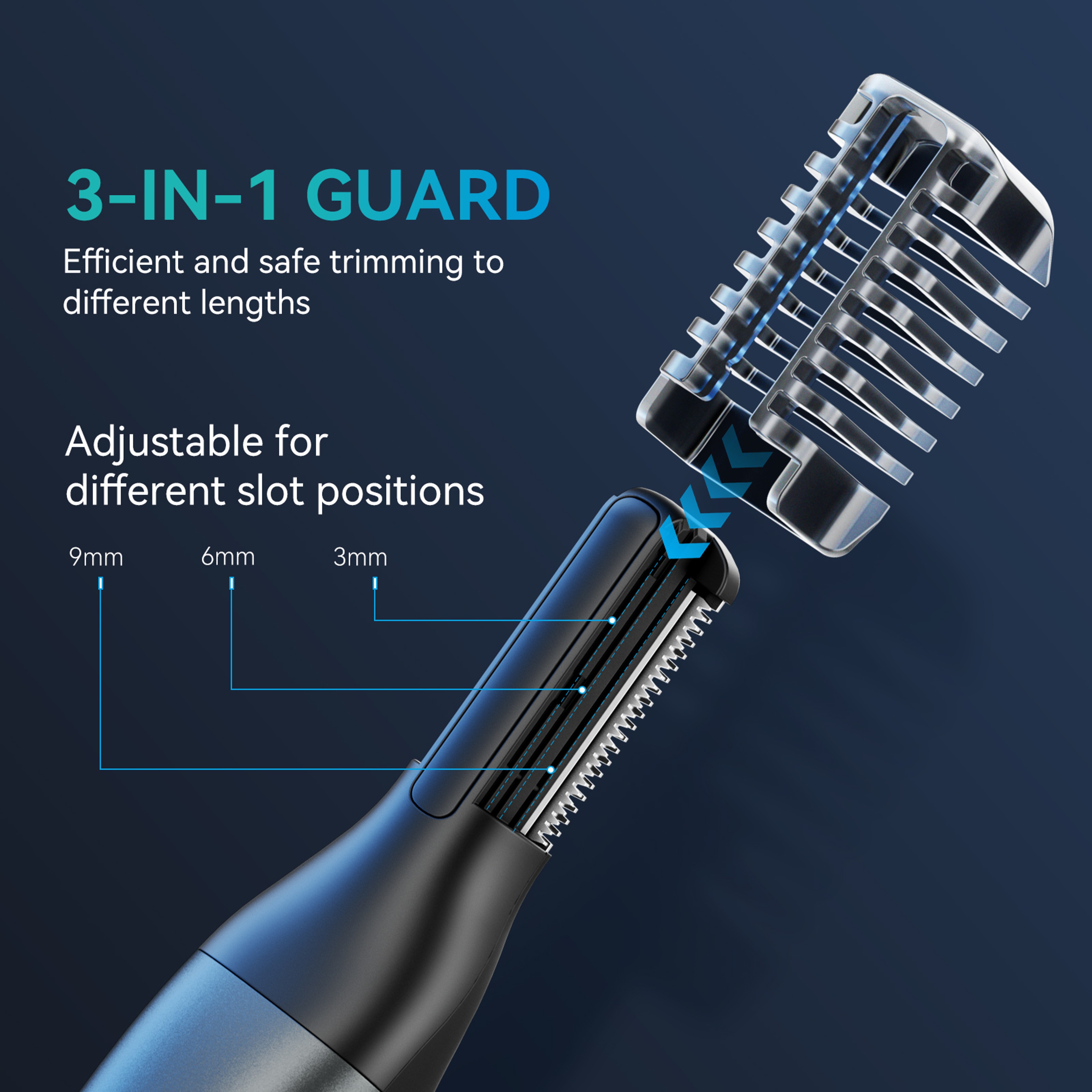 Men Body Hair Razor & Beard Trimmer, Dual sided Blade, IPX6 Waterproof Electric Grooming Tool – view 4