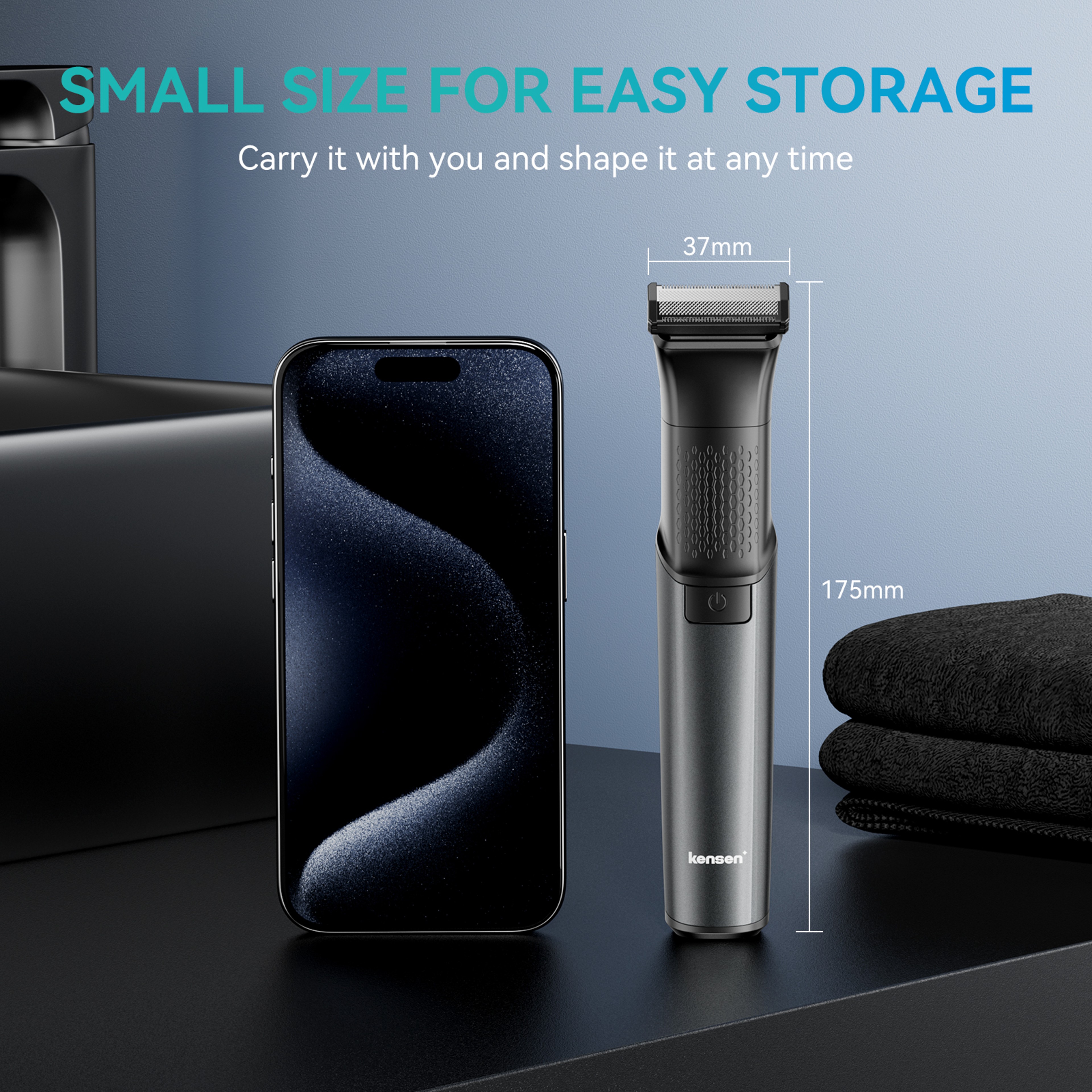 Men Body Hair Razor & Beard Trimmer, Dual sided Blade, IPX6 Waterproof Electric Grooming Tool – view 6