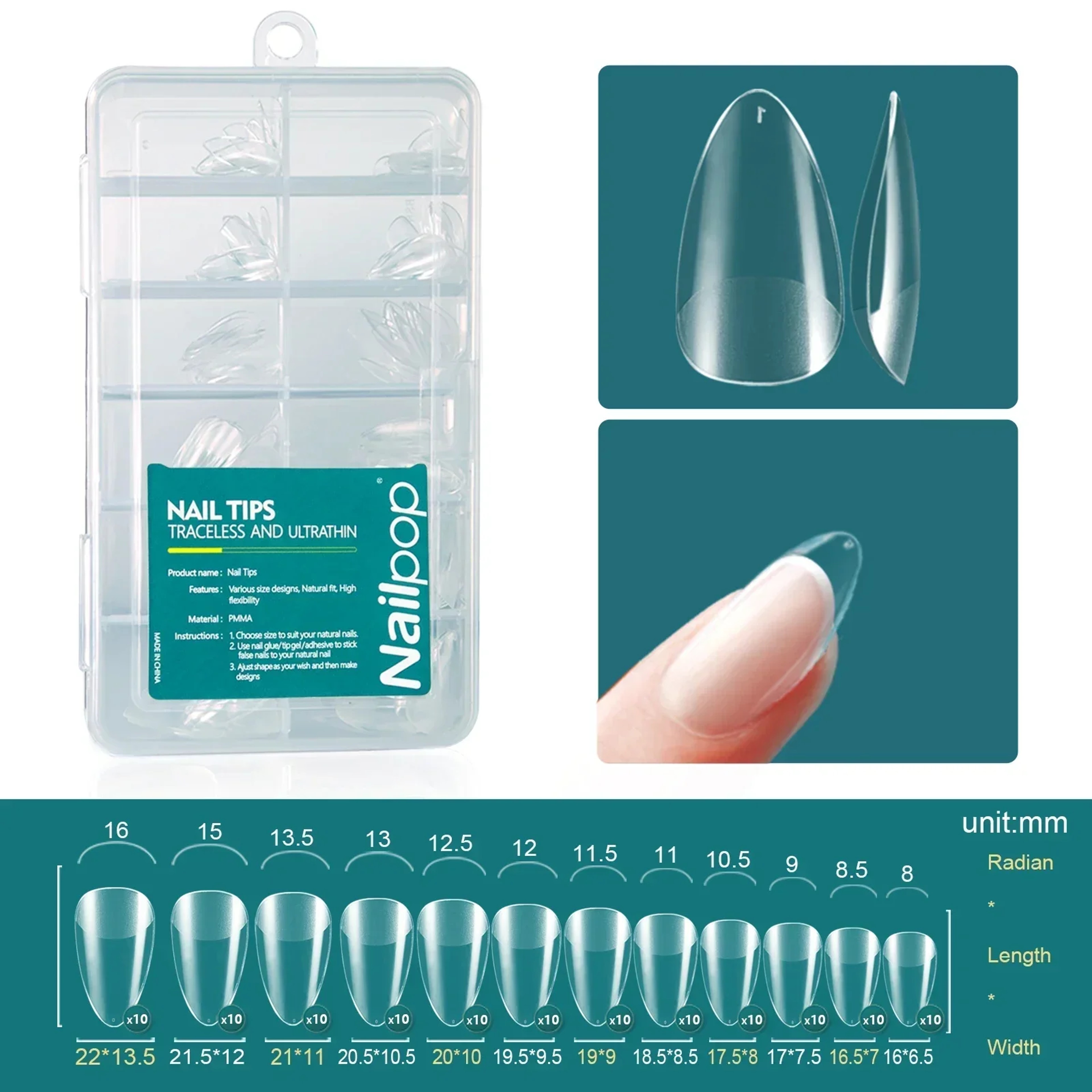 Nailpop Soft Gel X Nail Tips Set, Medium Short Almond & Square Shape, Soak Off Reusable Nails for Easy Nail Extension – view 12