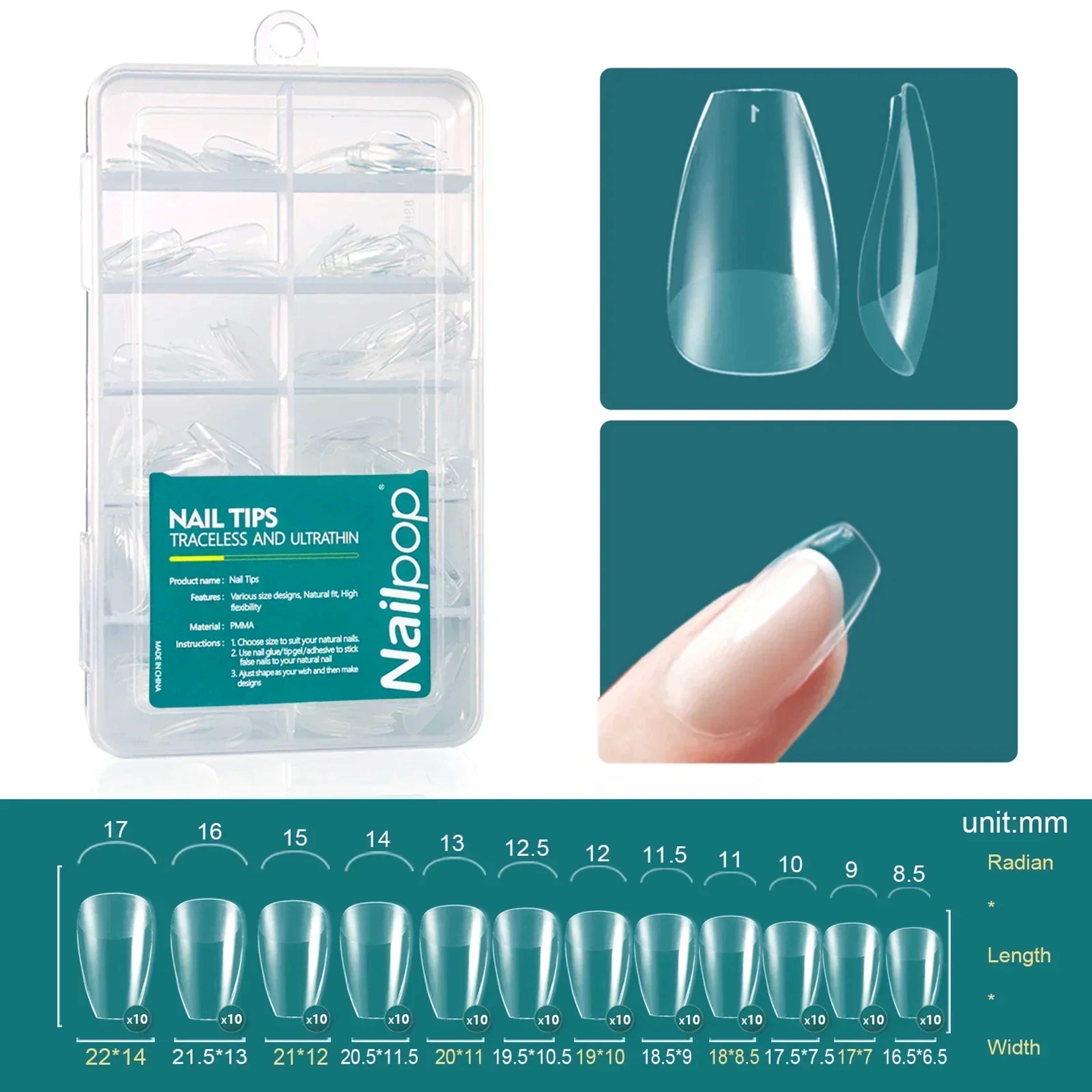 Nailpop Soft Gel X Nail Tips Set, Medium Short Almond & Square Shape, Soak Off Reusable Nails for Easy Nail Extension – view 13