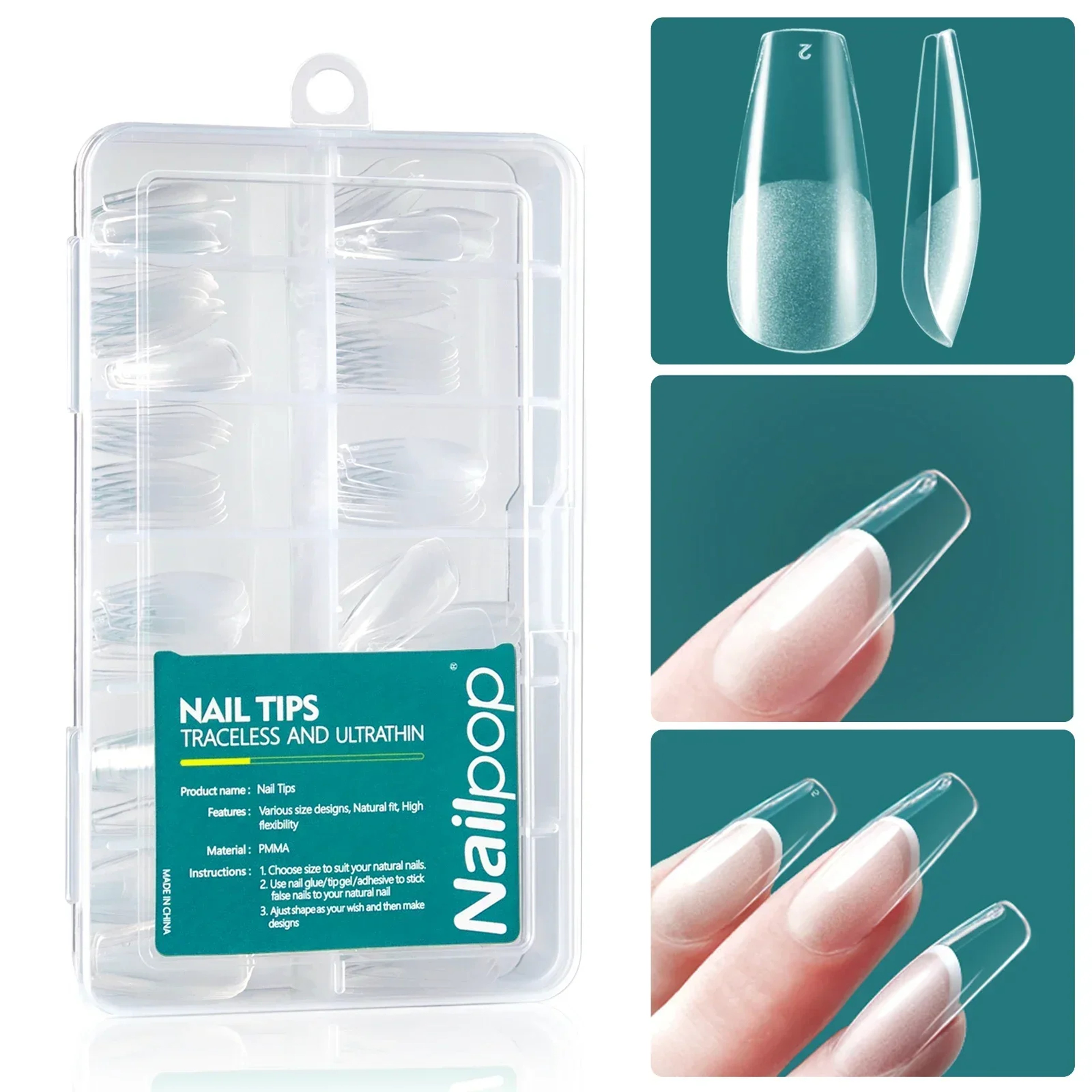 Nailpop Soft Gel X Nail Tips Set, Medium Short Almond & Square Shape, Soak Off Reusable Nails for Easy Nail Extension – view 16