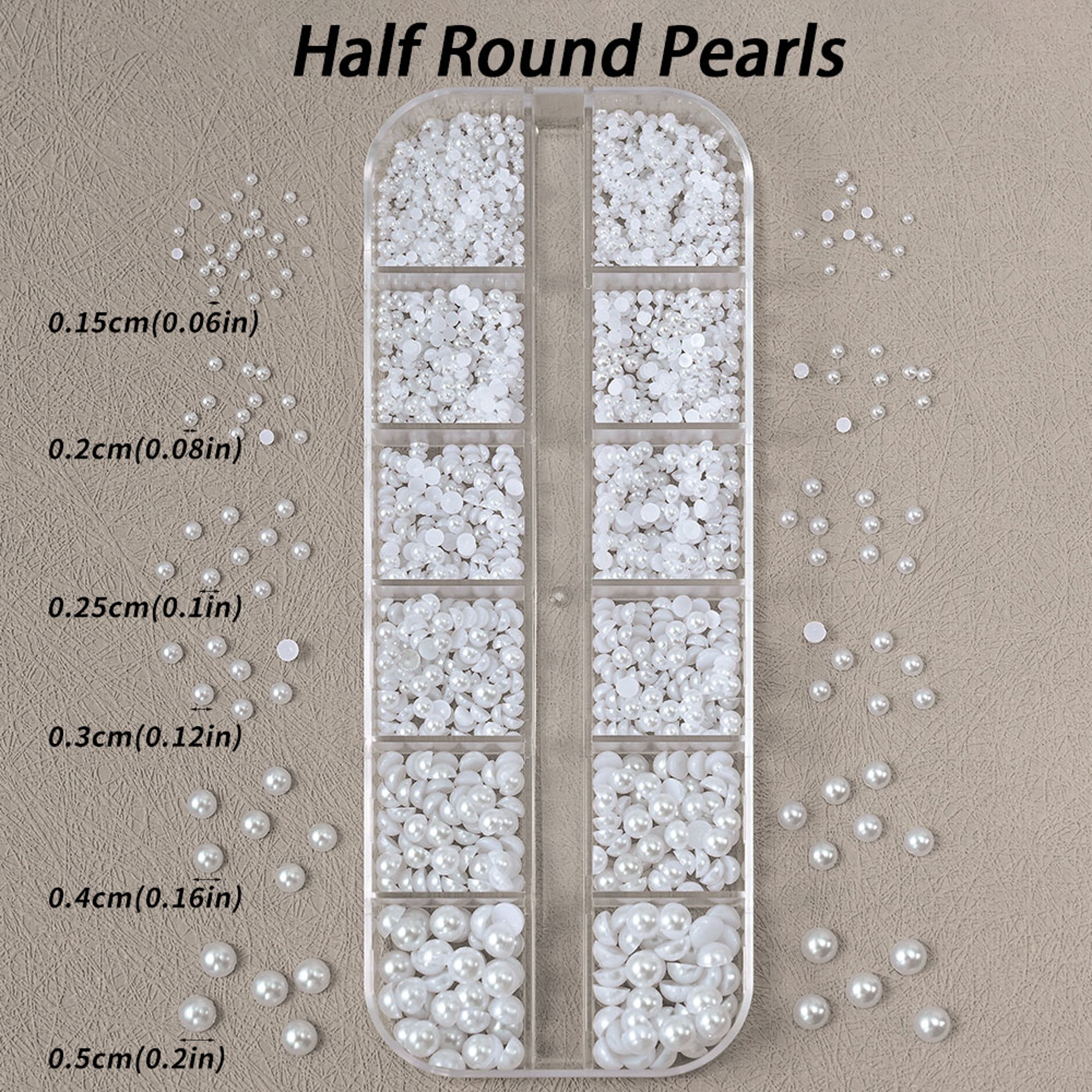 White Flatback Pearls Beads Nail Charms, 3D Nail Art Half Round Pearl Rhinestones for DIY Nail Jewelry & Craft – view 3