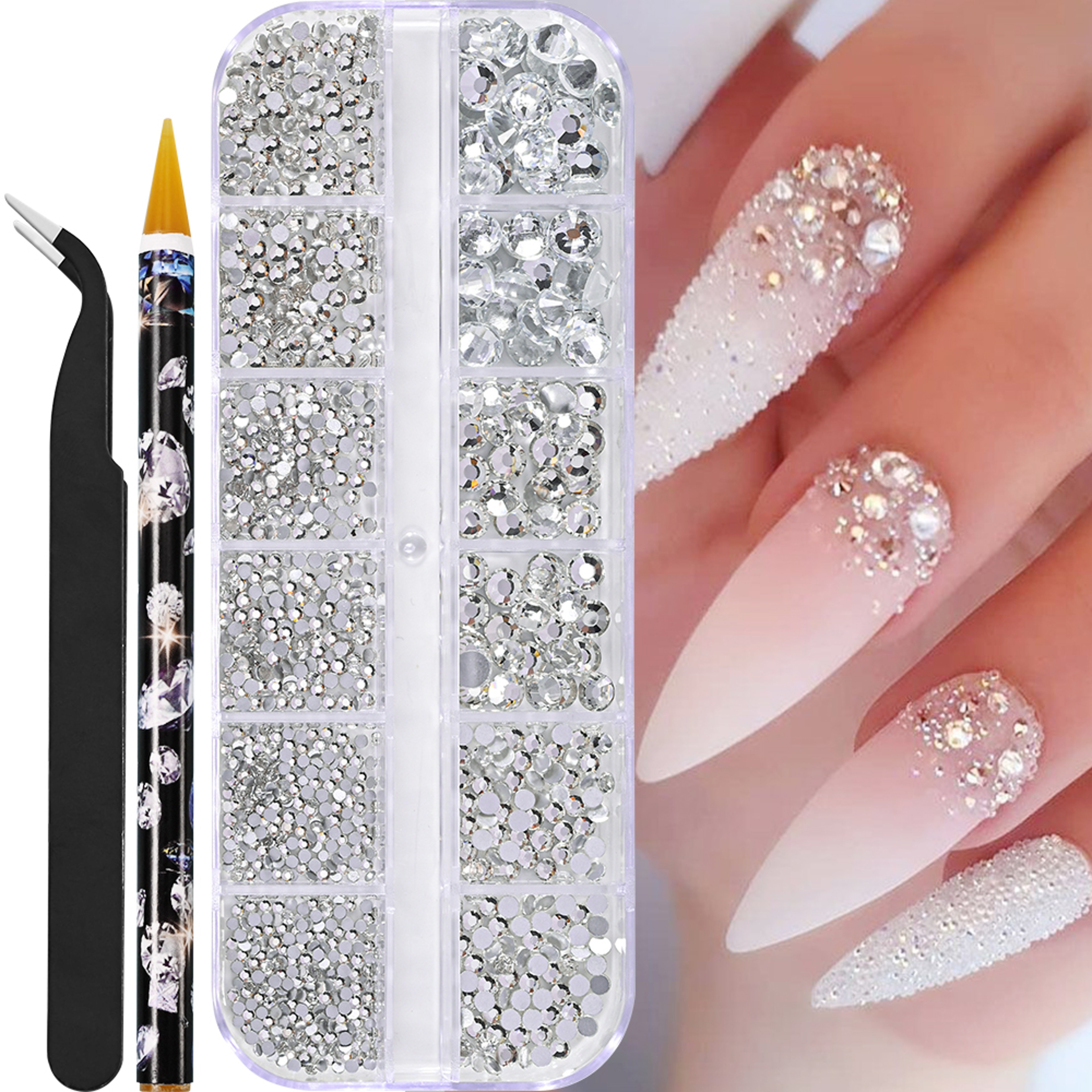White Flatback Pearls Beads Nail Charms, 3D Nail Art Half Round Pearl Rhinestones for DIY Nail Jewelry & Craft – view 12
