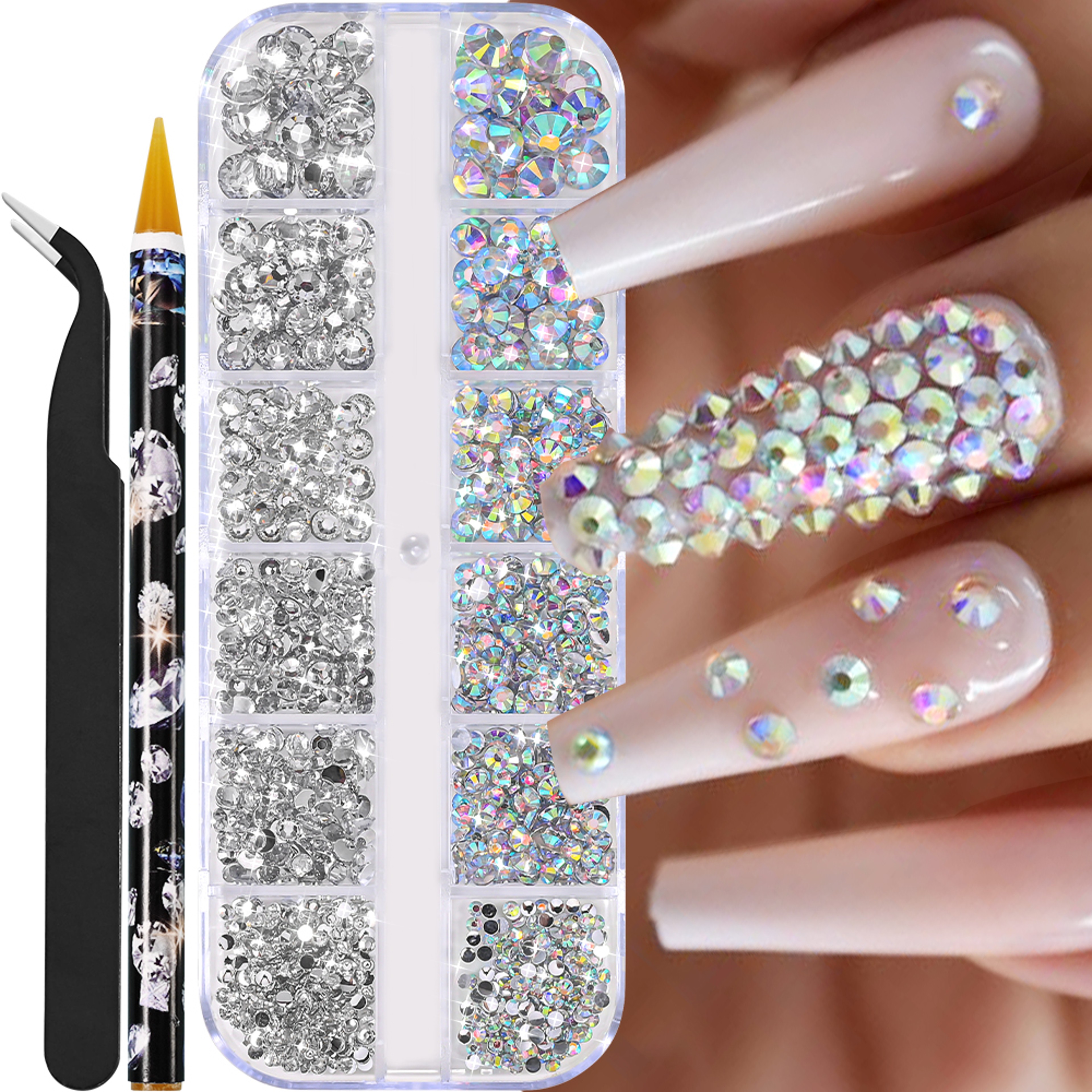 White Flatback Pearls Beads Nail Charms, 3D Nail Art Half Round Pearl Rhinestones for DIY Nail Jewelry & Craft – view 15