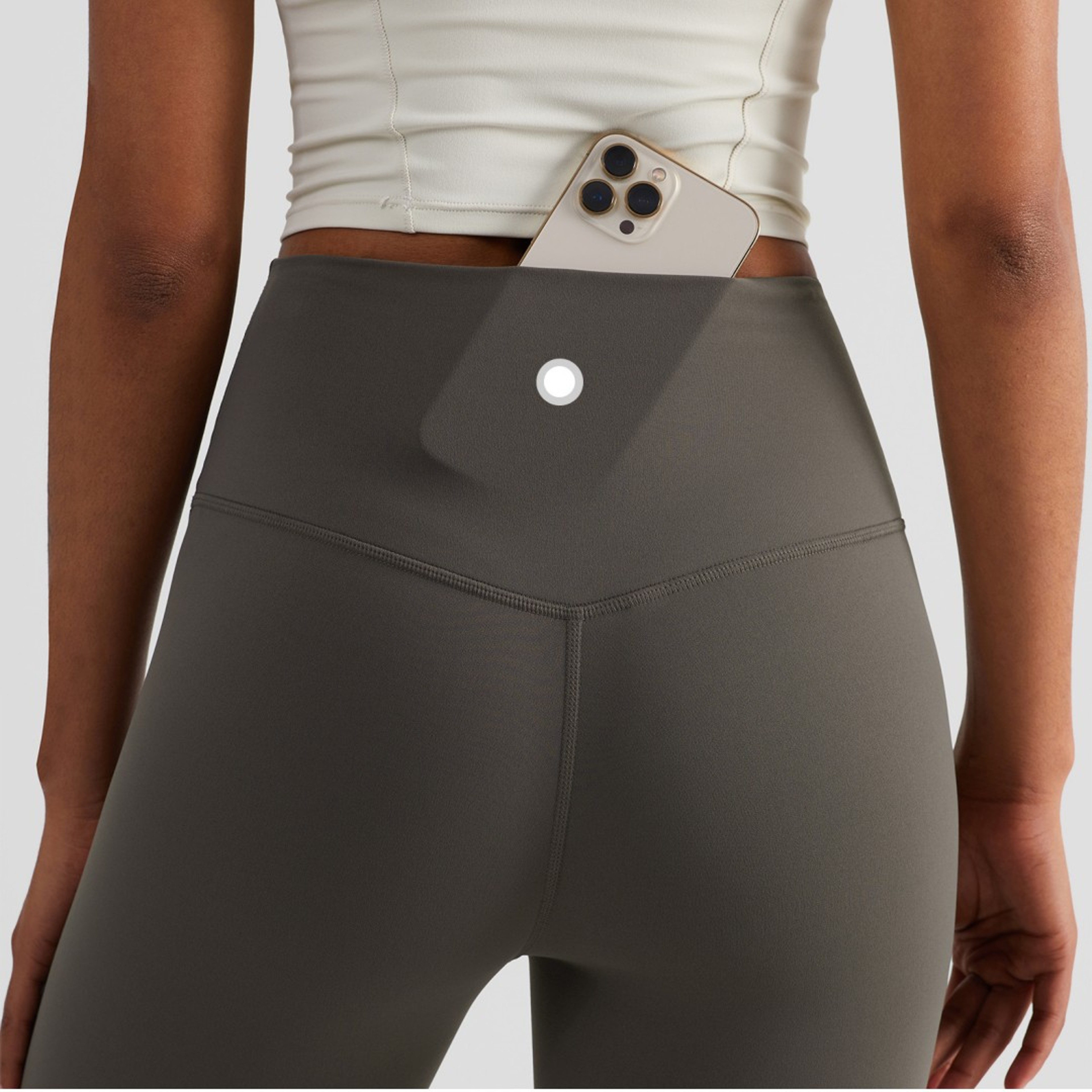 Women High Waist Butter Yoga Leggings, Solid Color Cropped Gym Pants with Back Pocket for Athletic Jogging & Training – view 1