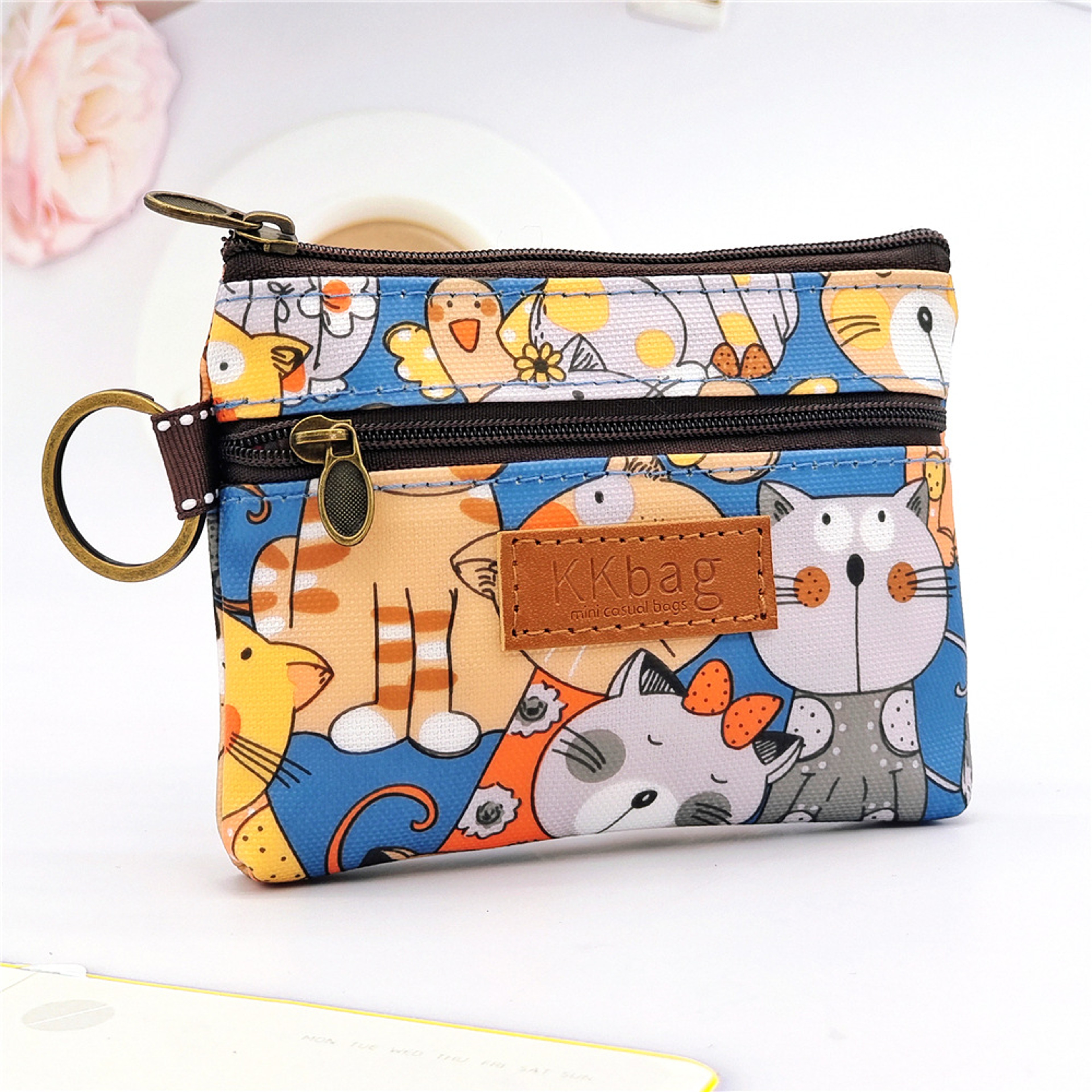 Cartoon Small Coin Purse Cute Animals Wallet Zipper Pouch, Lightweight Terylene Key Card Money Holder for Students Women – view 13