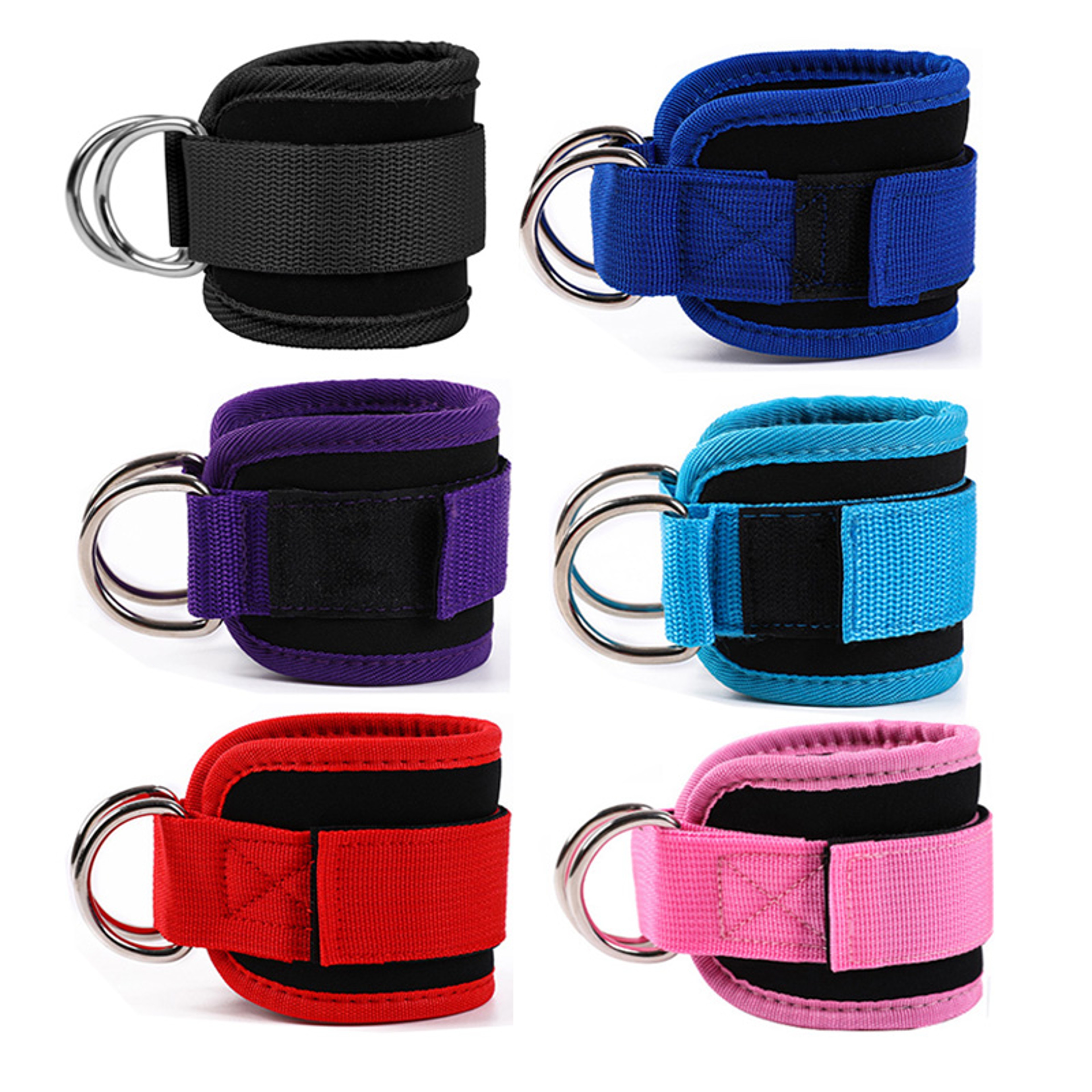 Premium Cable Ankle Straps Double D Ring Cuffs, Gym Workout Support for Glutes, Legs Strength Training & Sport Safety – view 3