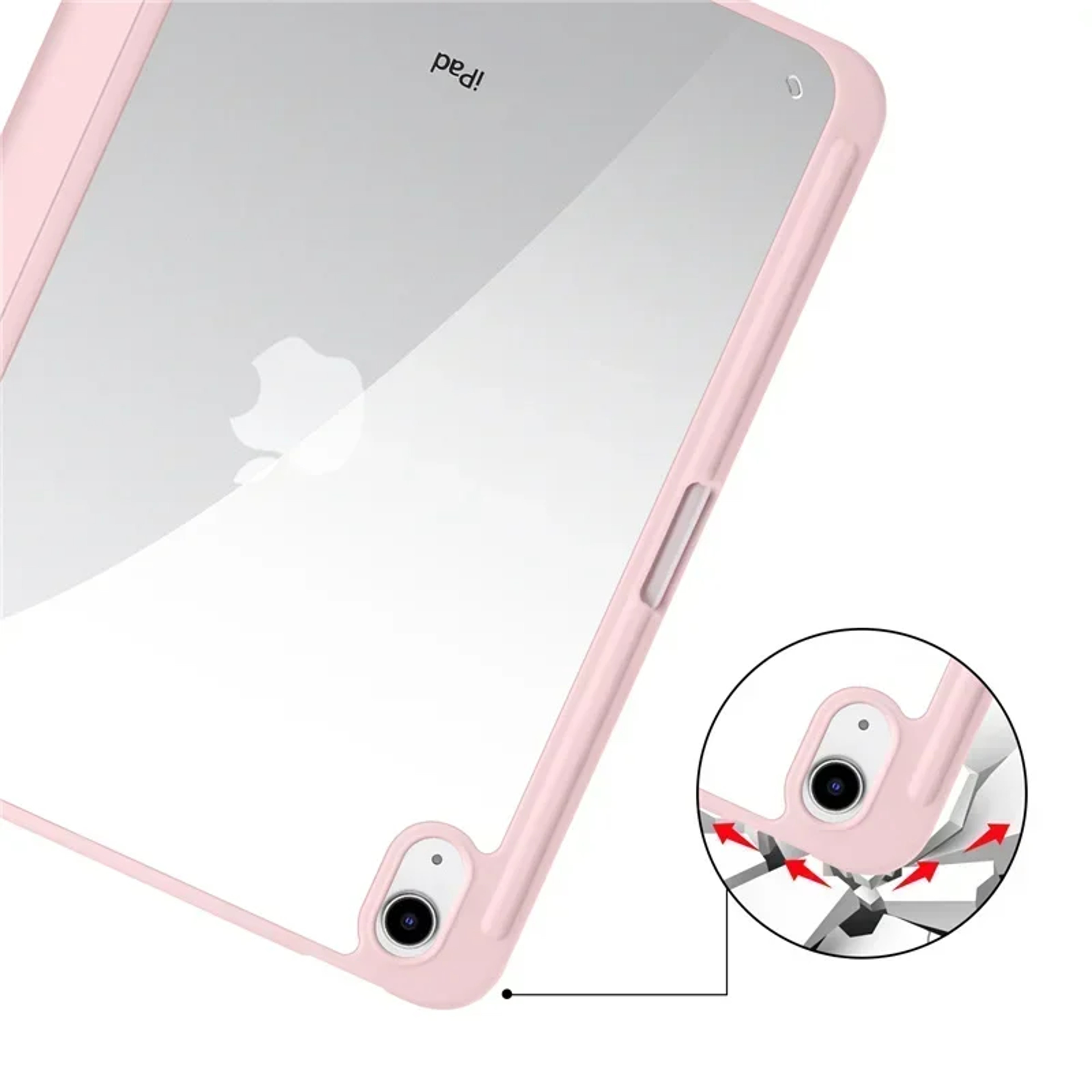 Trifold Clear Back Case with Pen Holder for iPad, Hard Acrylic Protective Stand Cover for Apple iPad – view 5