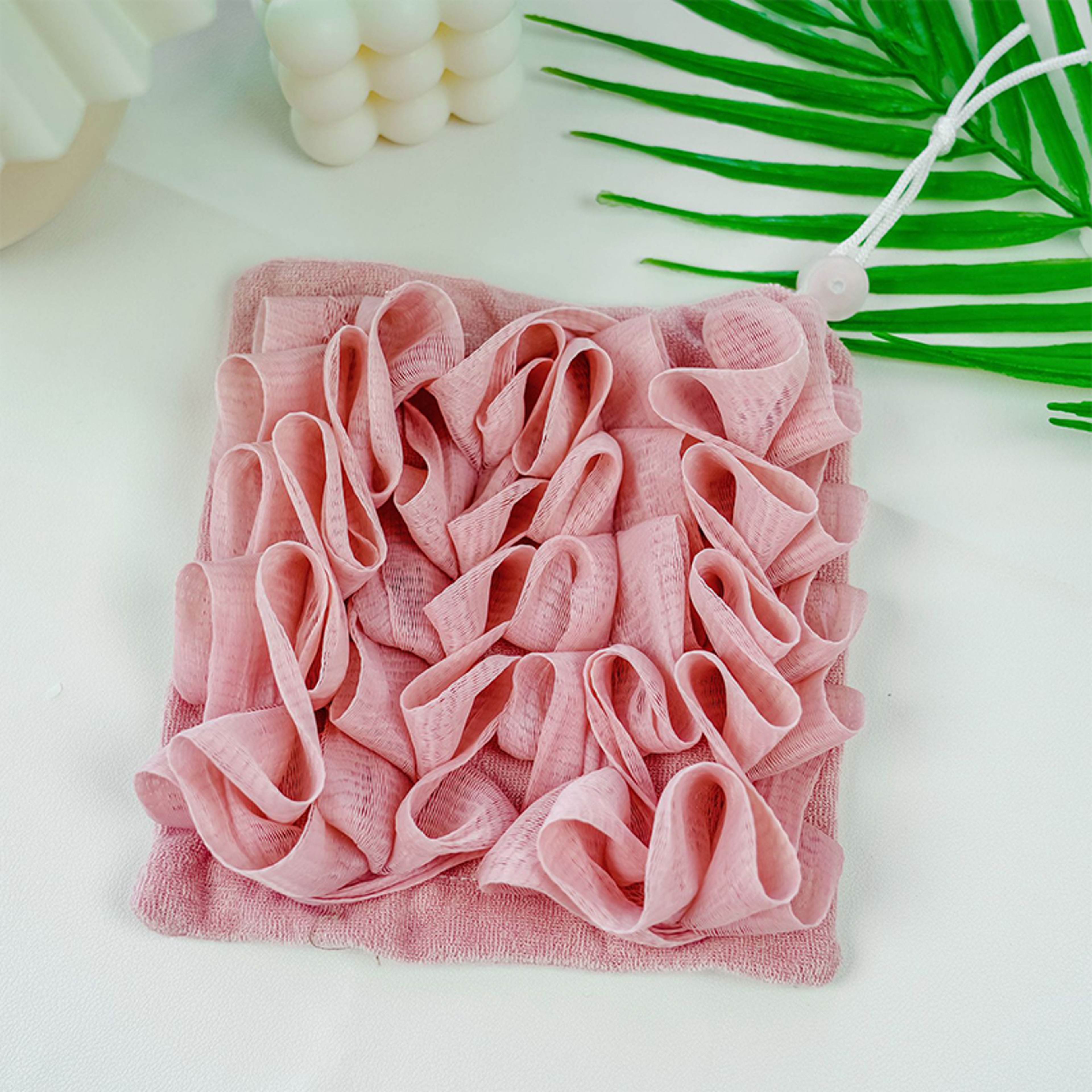2-in-1 Bath Ball Towel Loofah with Drawstring Closure for Soap Soft Exfoliating Mesh Shower Sponge for Skin Care – view 7