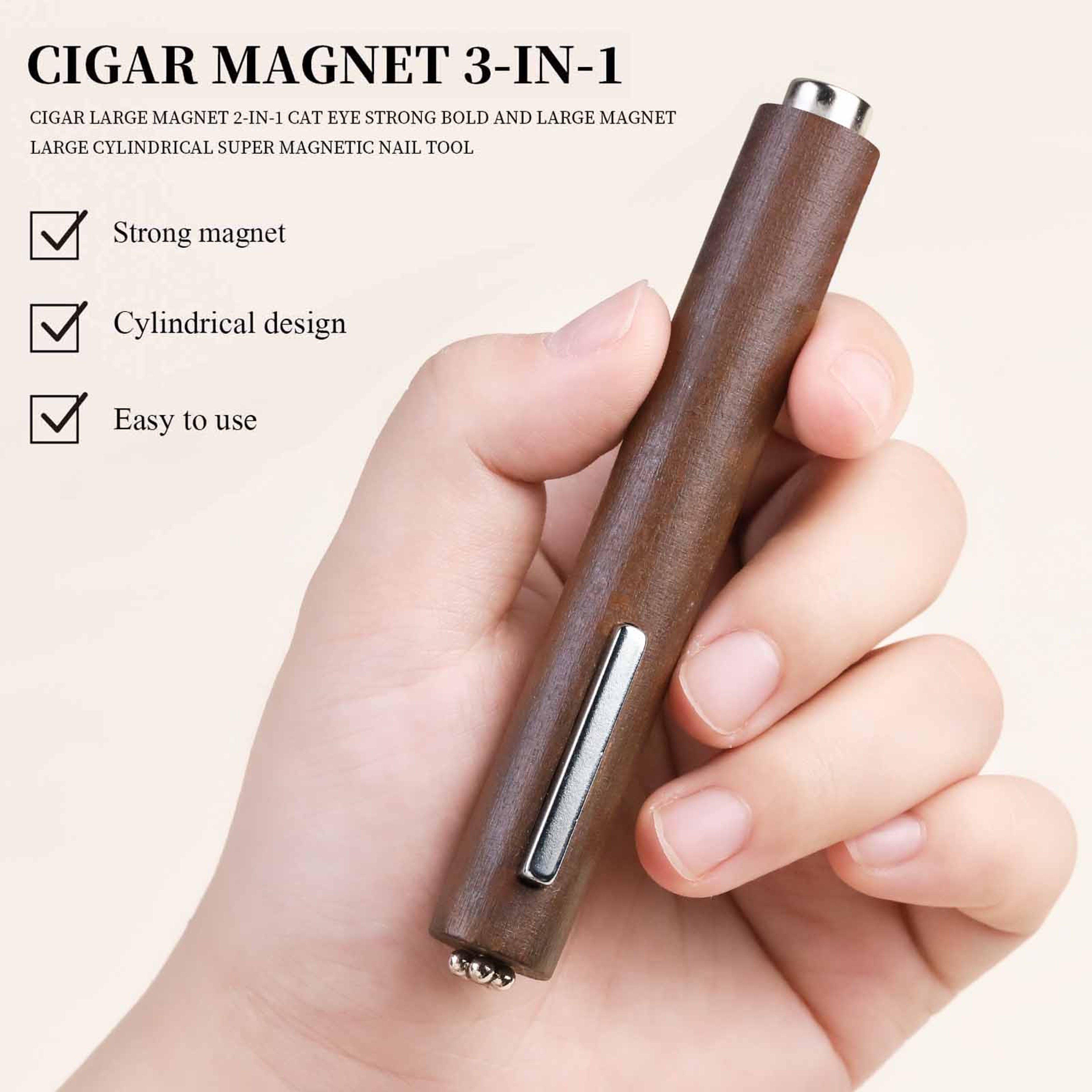 3-in-1 Multifunctional Magnetic Cat's Eye Gel – Large Cylinder Super Strong Magnet for Nail Polish Line Effect Nail Art – view 3