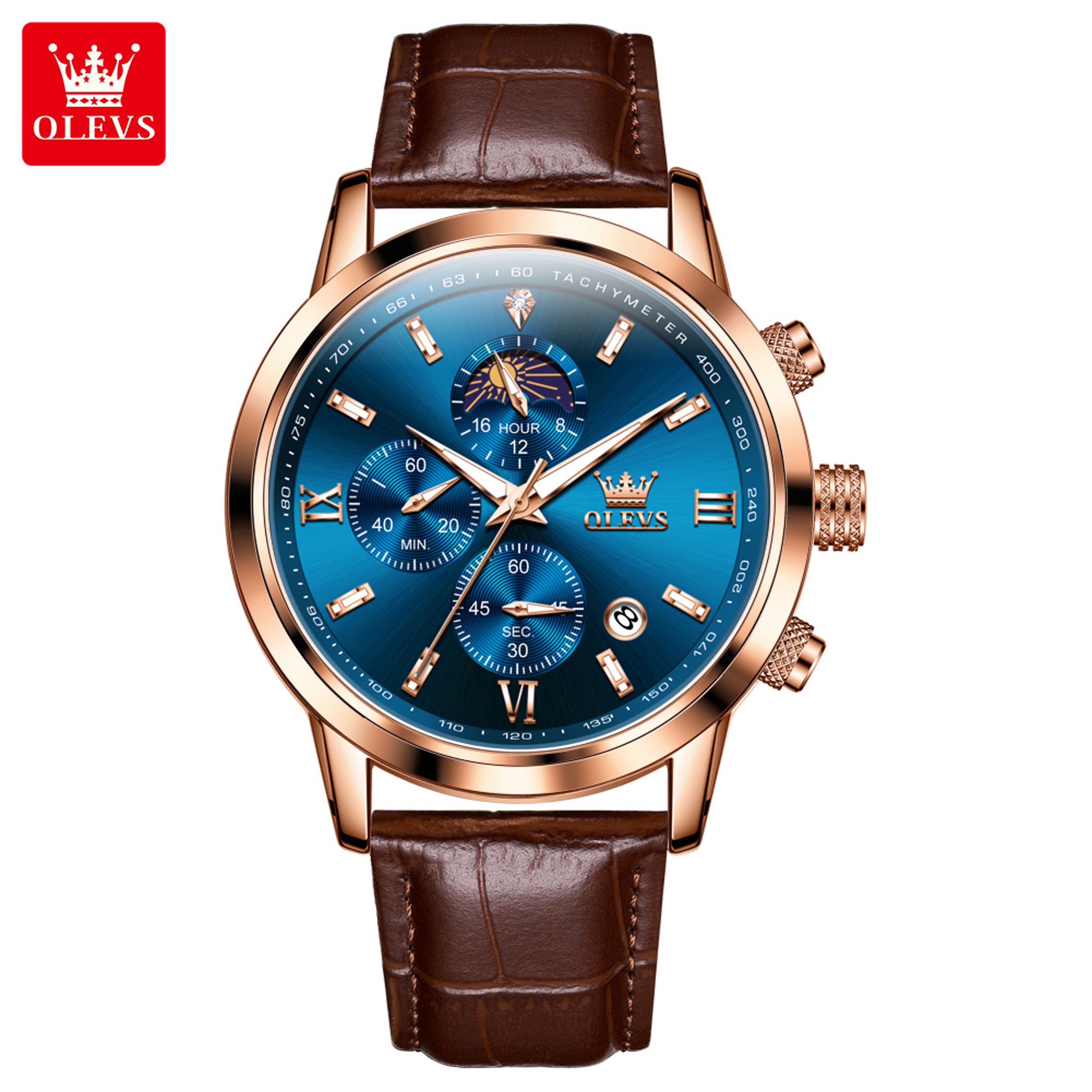 Luxury Brand Men Quartz Watch, Waterproof Chronograph Moonphase Watch for Men, New Fashion Multifunction Timepiece – view 8