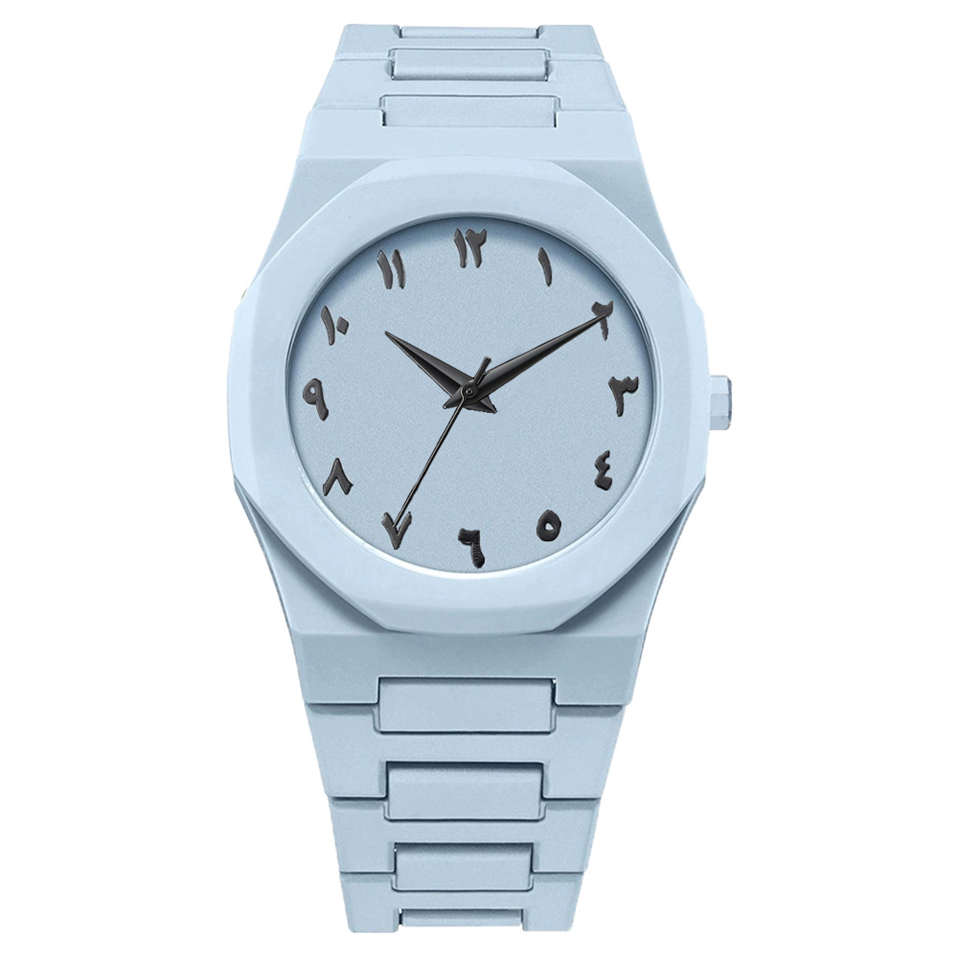 Men's Fashion Quartz Watch, Simple Black Dial, Arabic Digital Casual Drip Oil Strap for Stylish Everyday Wear – view 2