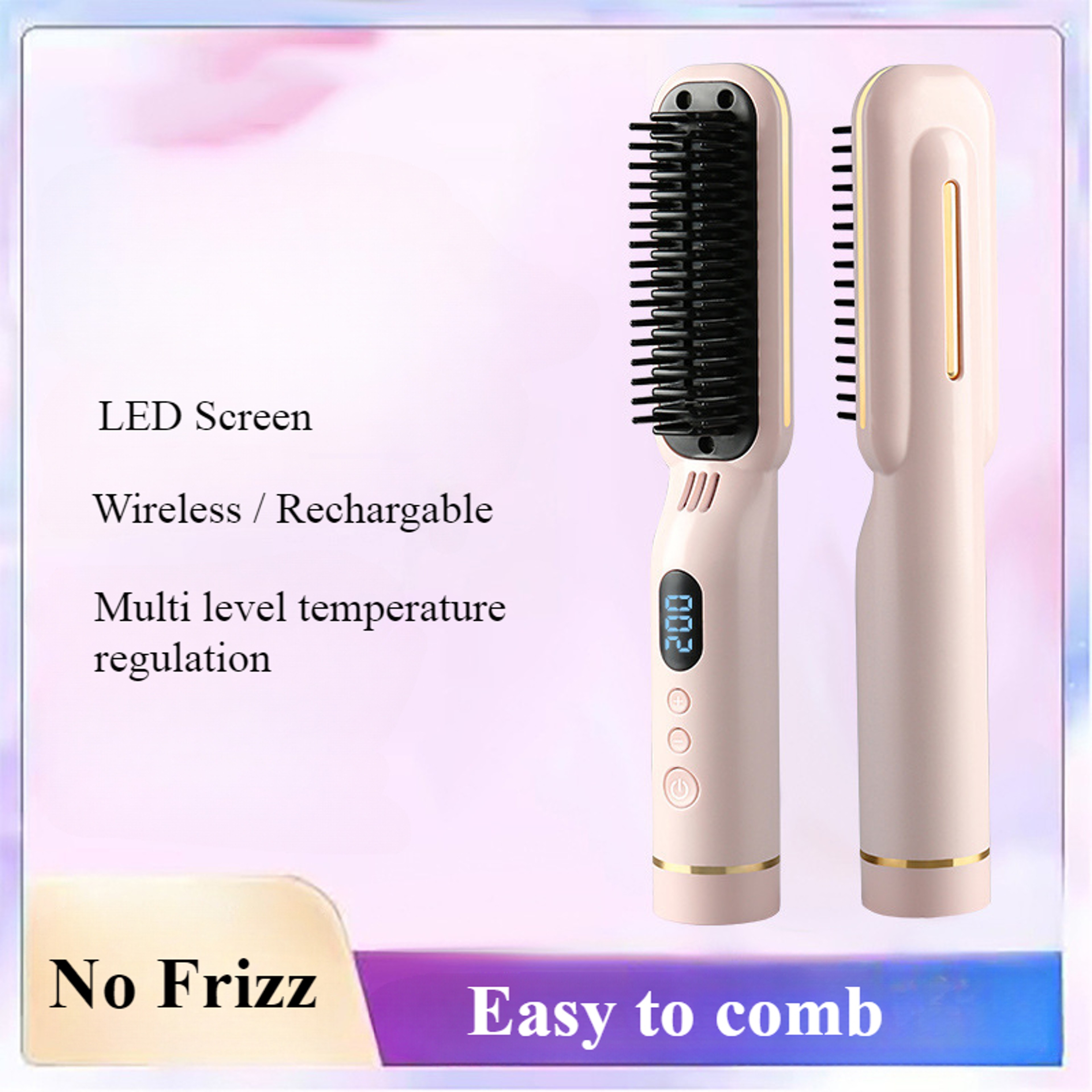 Wireless Hair Styler Negative Ion Comb, Hair Straightener & Curling Comb, LED Screen, Rechargeable Hot Comb Voluminous – view 9