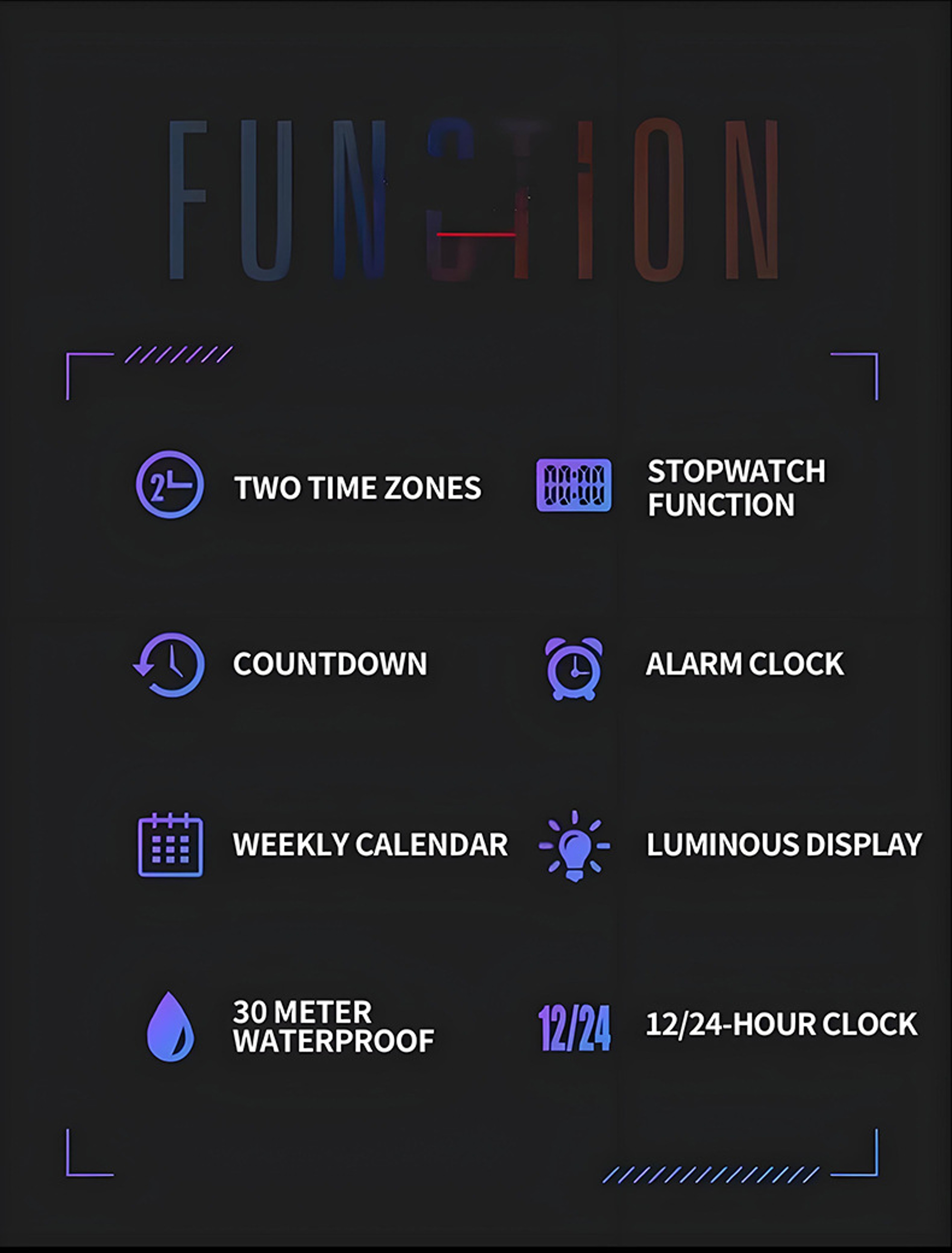 Multifunctional Mens Watch Business Sports, Fashion Electronic Wristwatch, Waterproof Silicone Strap Alarm Clock – view 6