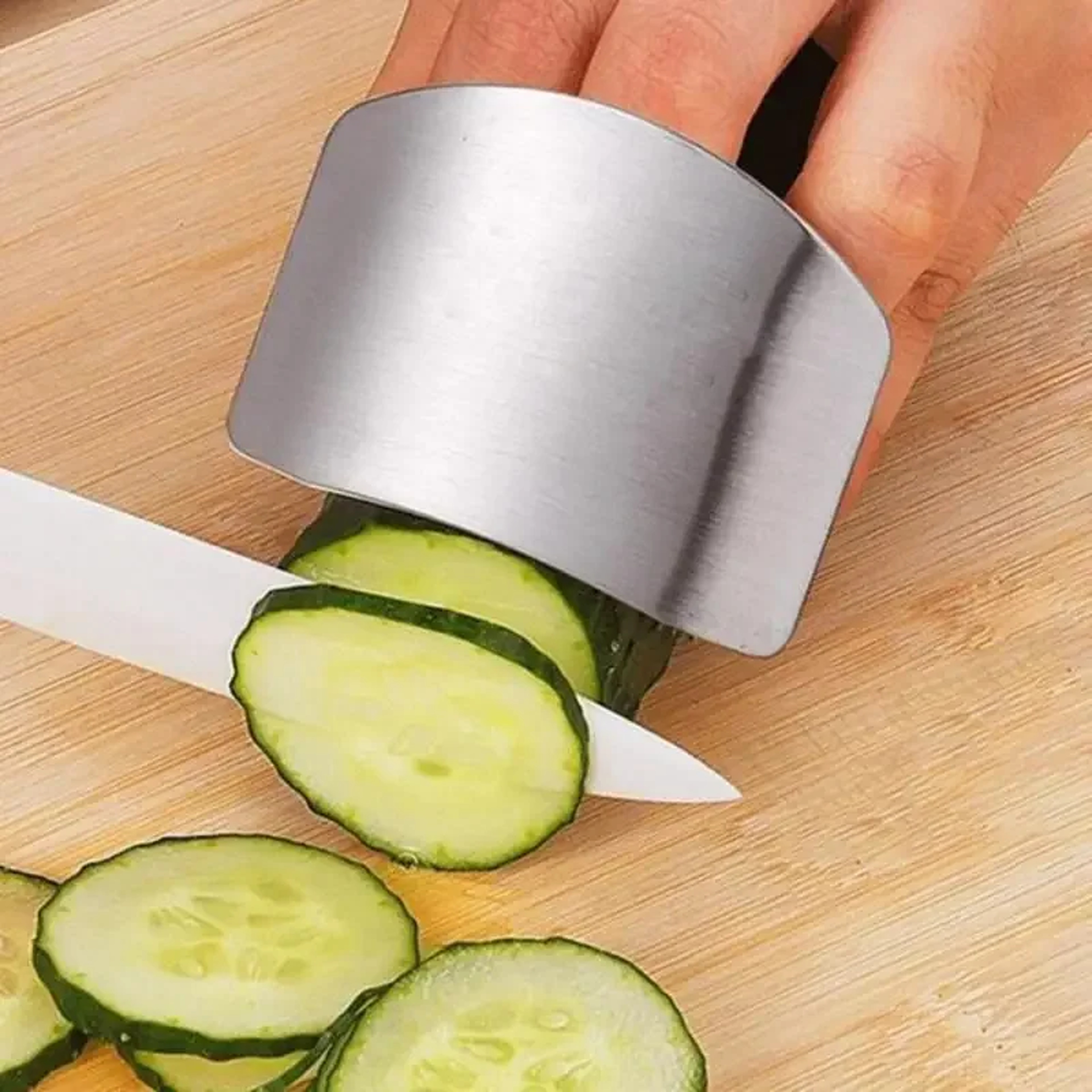 Stainless Steel Finger Protector for Kitchen Knife Cutting, Safe Chop Shield, Cooking Finger Guard, Durable Cut Gadget – view 2