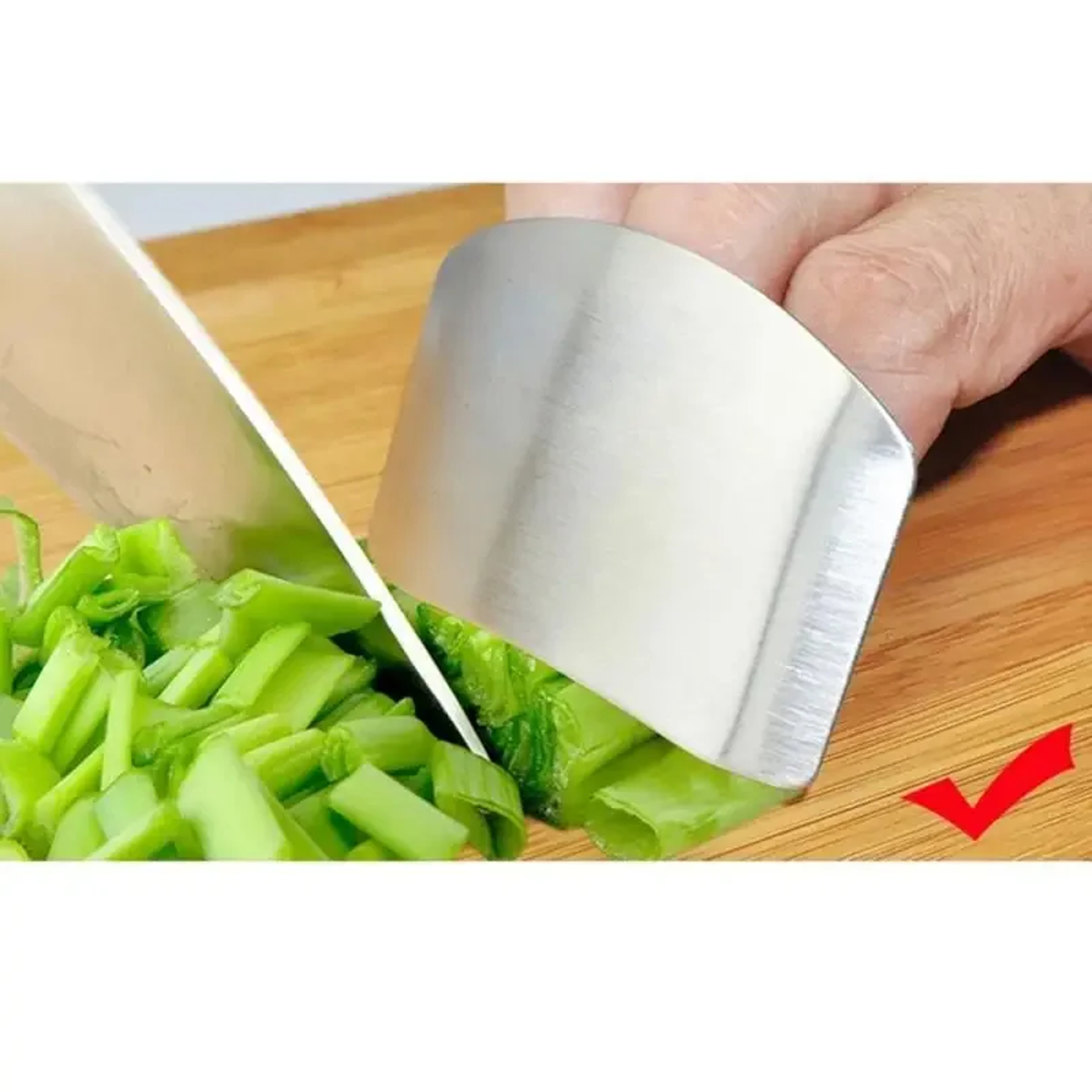 Stainless Steel Finger Protector for Kitchen Knife Cutting, Safe Chop Shield, Cooking Finger Guard, Durable Cut Gadget – view 3