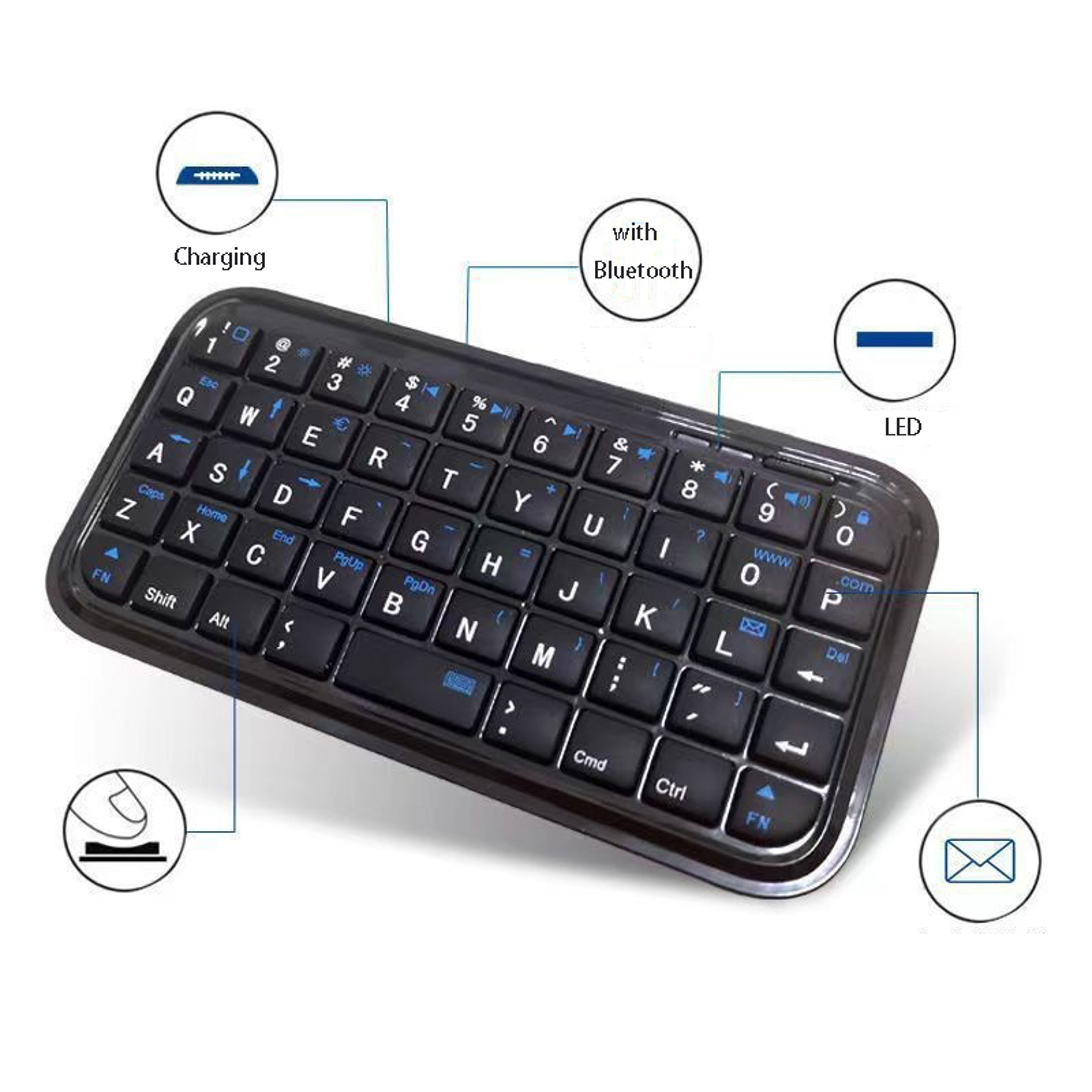 Mini Bluetooth Wireless Keyboard, Portable Keyboard for Phone, Tablet, Computer, Laptop, PC Typing Accessory – view 3