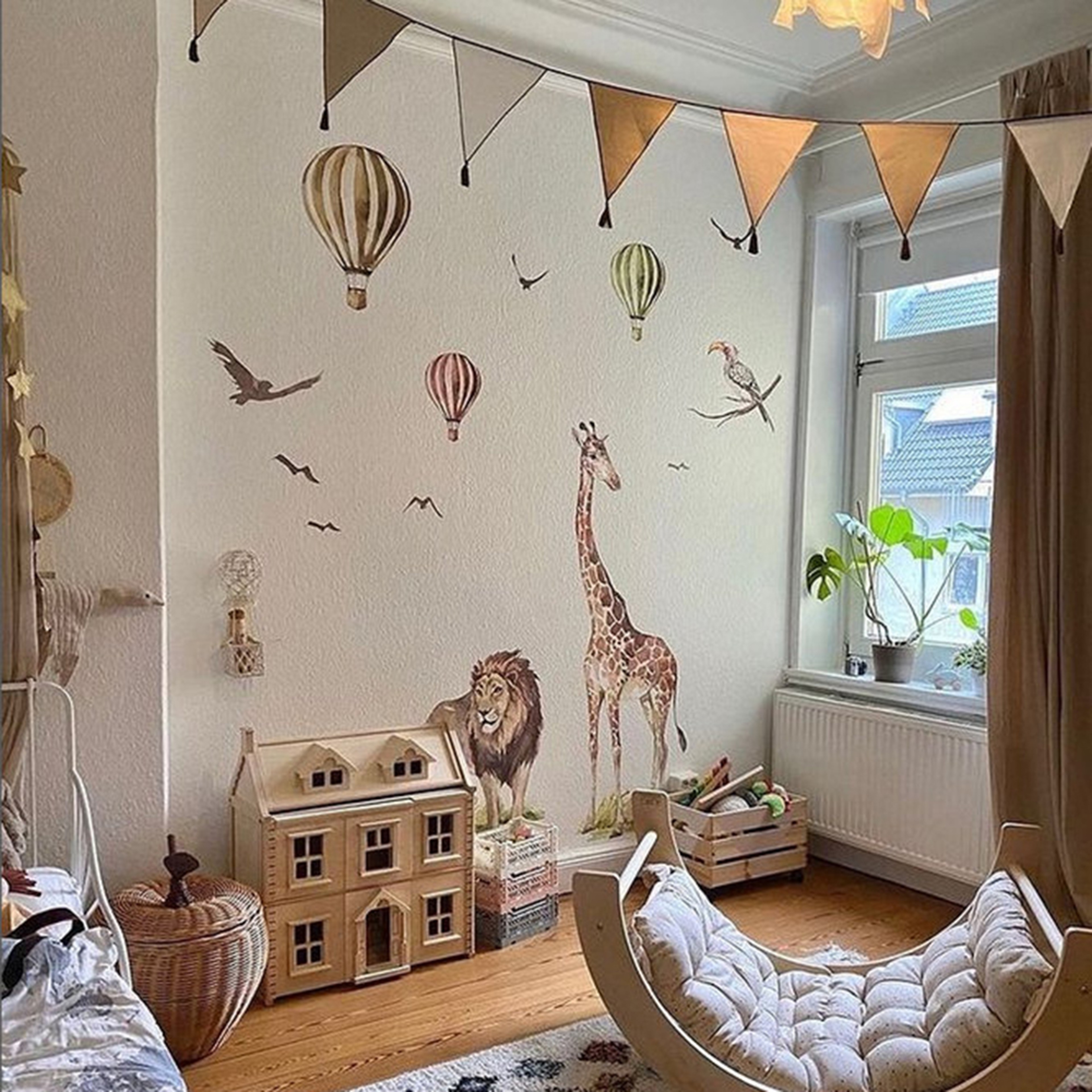 Watercolor Safari Giraffe Wall Sticker, Jungle Wildlife Animal Bird Decal for Playroom, Bedroom & Nursery Decor – view 3