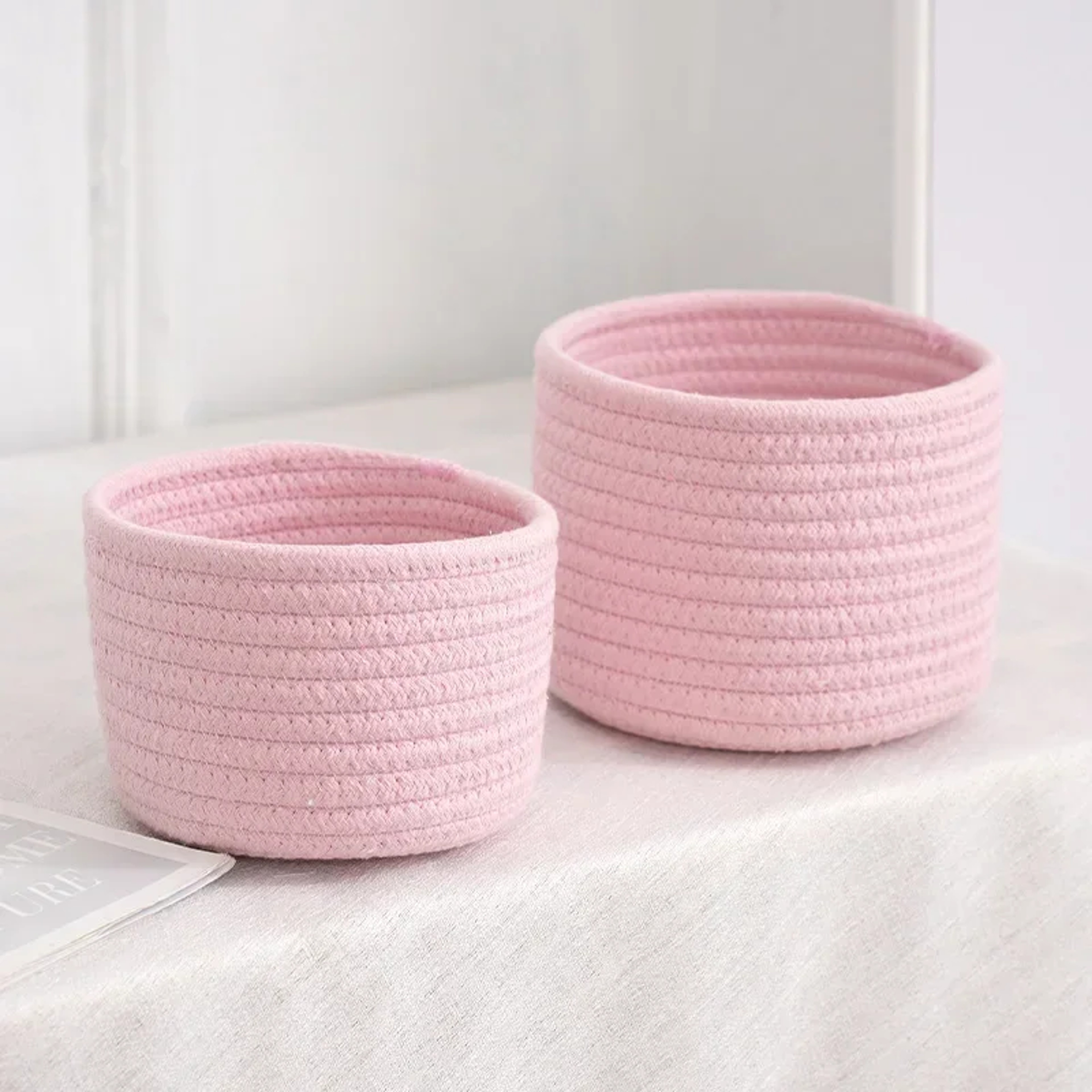 Handmade Woven Cotton Rope Storage Basket, Desktop Organizer for Sundries, Cosmetics, Snacks, Toys & Keys – view 9