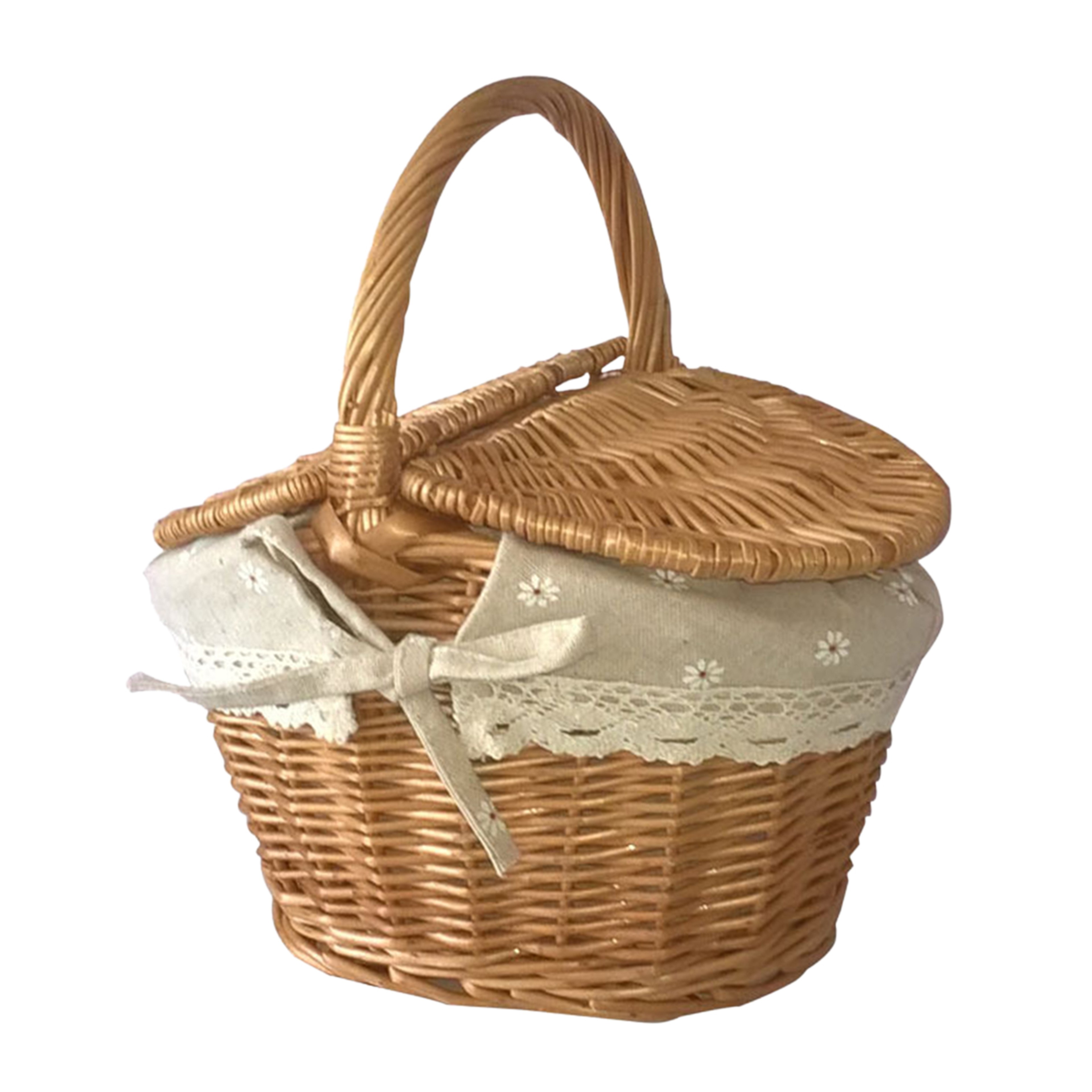 Sturdy Wicker Picnic Basket with Removable Washable Lining, Double Lid Handle Picnic Hamper for Beach, Hiking & Outdoor – view 7