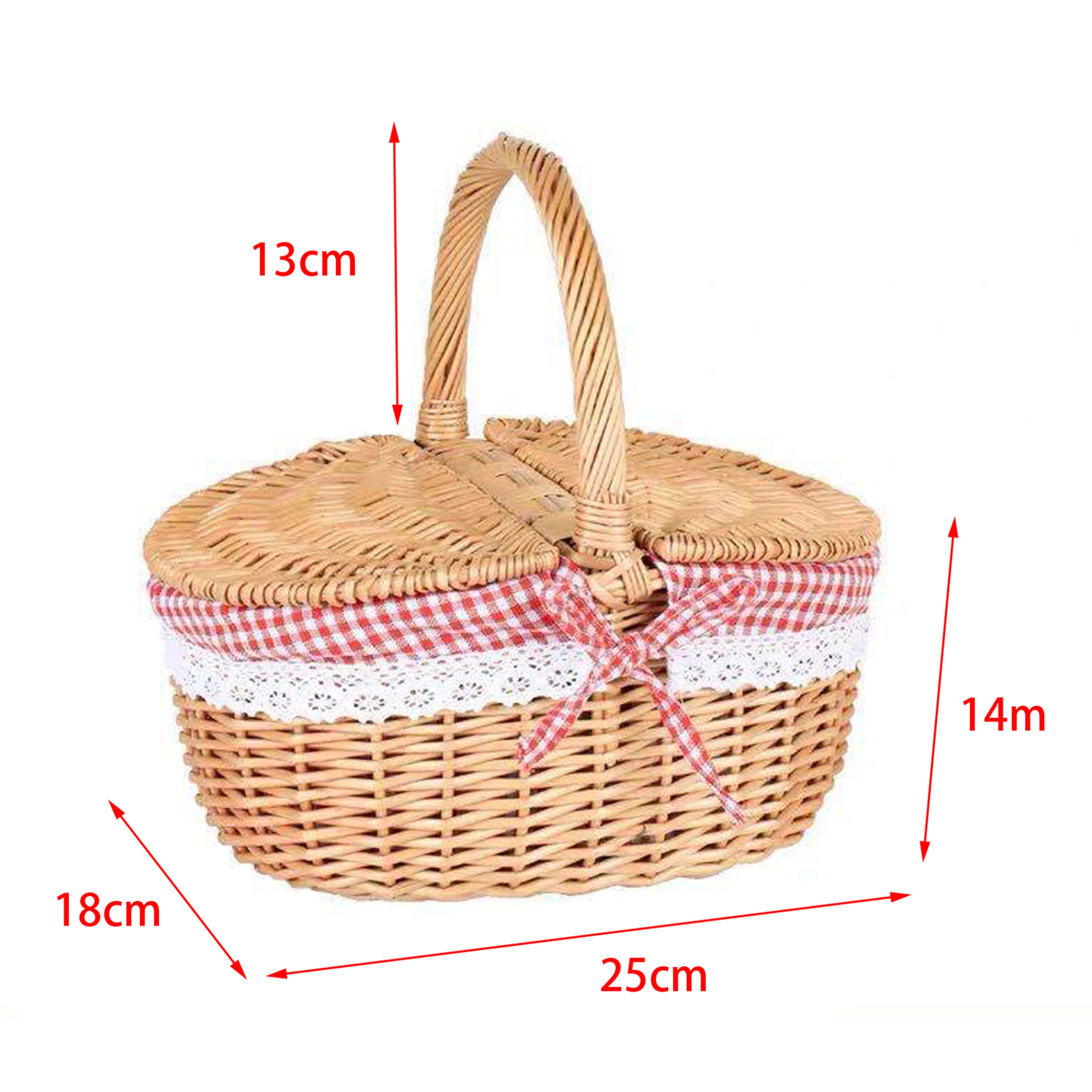 Sturdy Wicker Picnic Basket with Removable Washable Lining, Double Lid Handle Picnic Hamper for Beach, Hiking & Outdoor – view 8