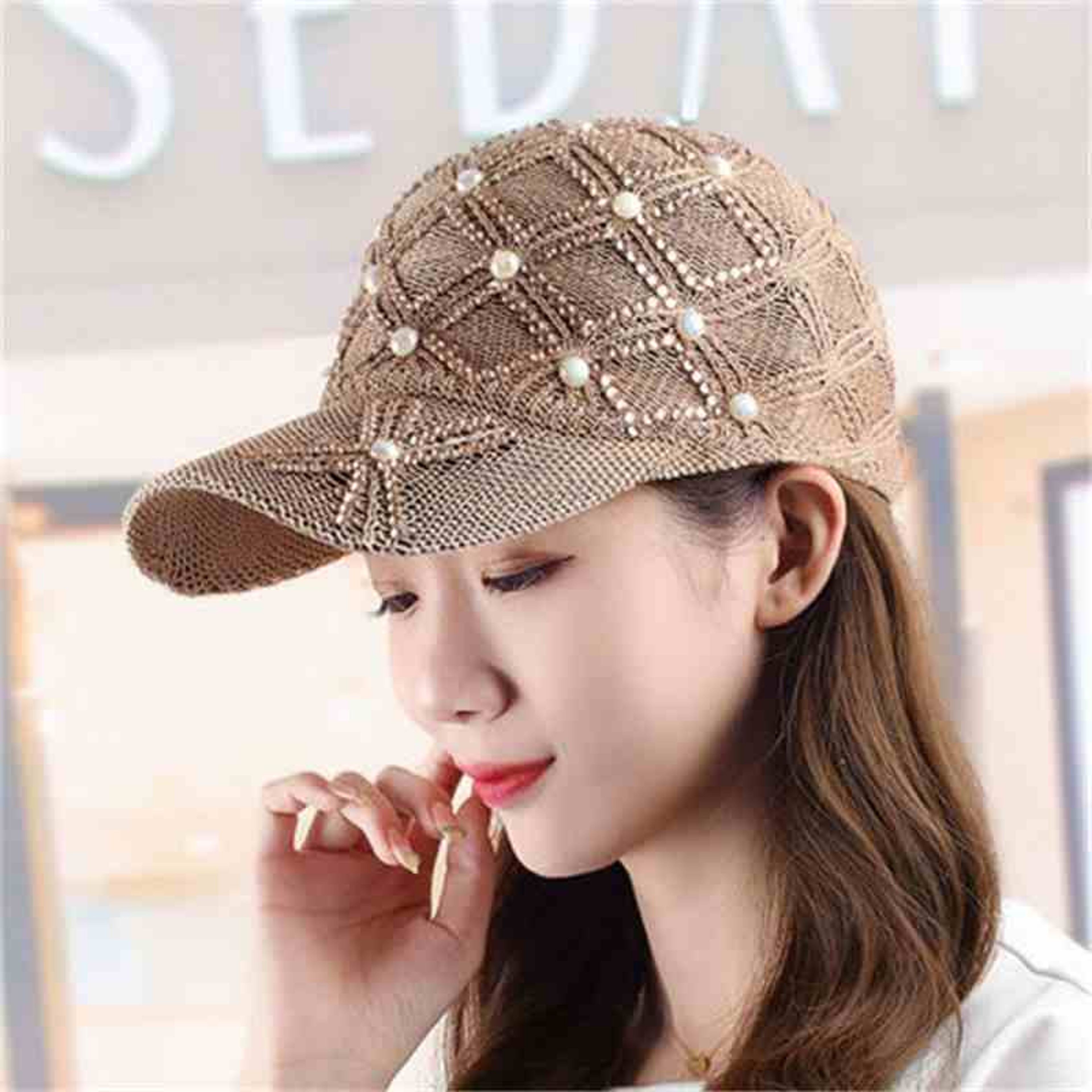 UV Protection Womens Summer Baseball Cap, Adjustable Straw Hat for Outdoor Beach, Casual Sun Hat for Travel and Sports – view 1