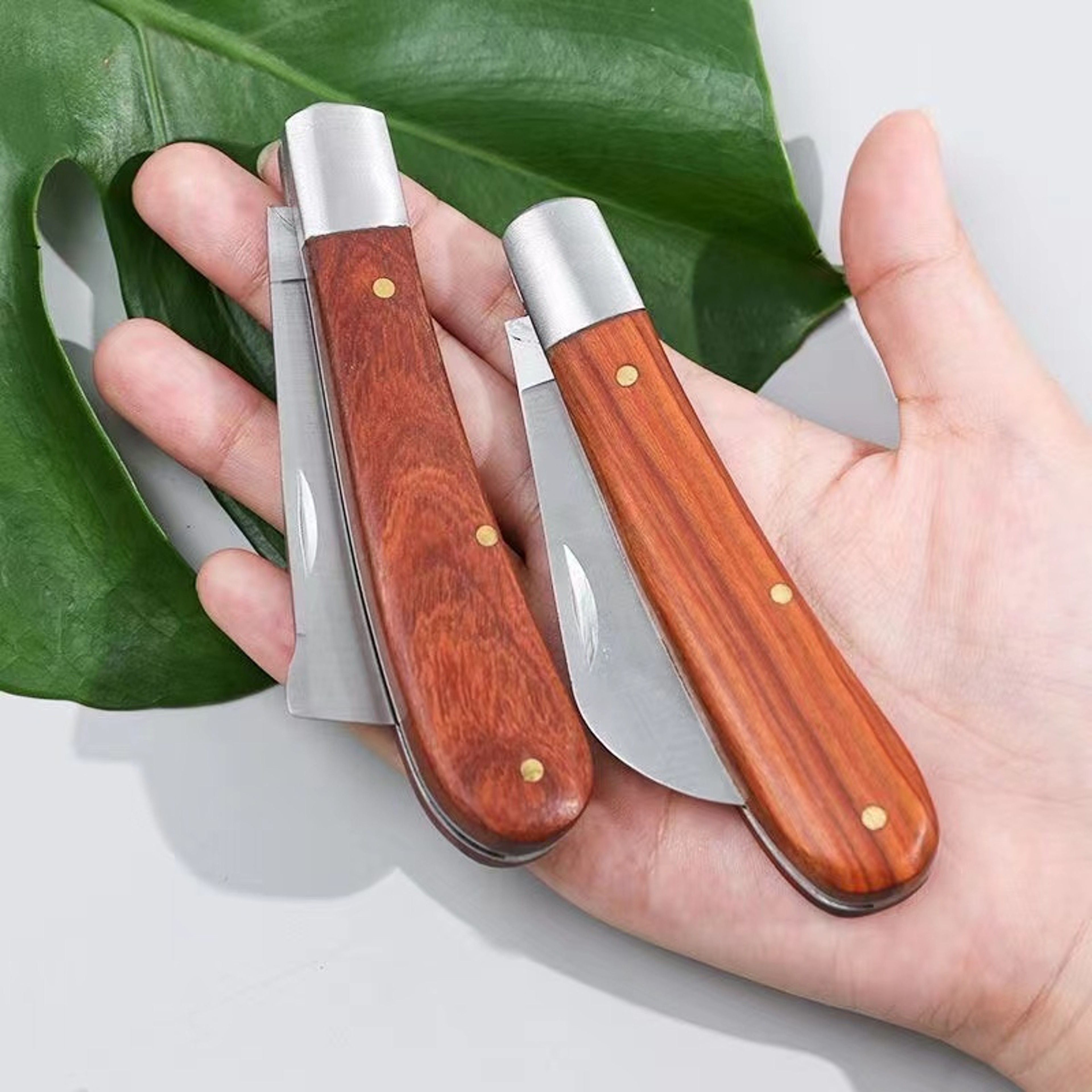Professional Garden Grafting Tools, Folding Grafting Knife, Wooden Handle Fruit Tree Pruning Cutter Knife – view 6