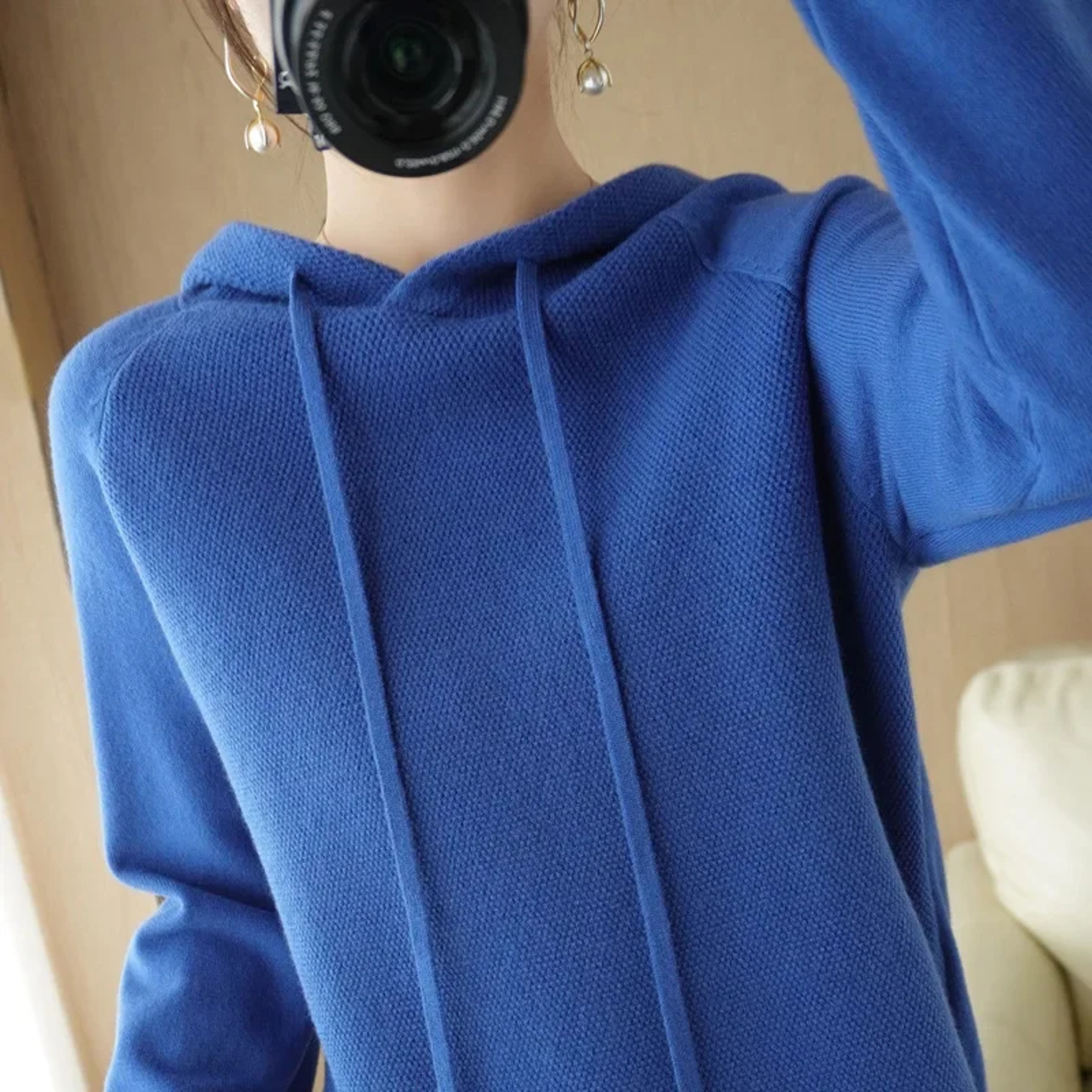 Hooded Sweater Woman, Autumn Winter Warm Knit Tops, Long Sleeve Pullover, Fashion Jumper, Solid Casual Bottoming – view 14
