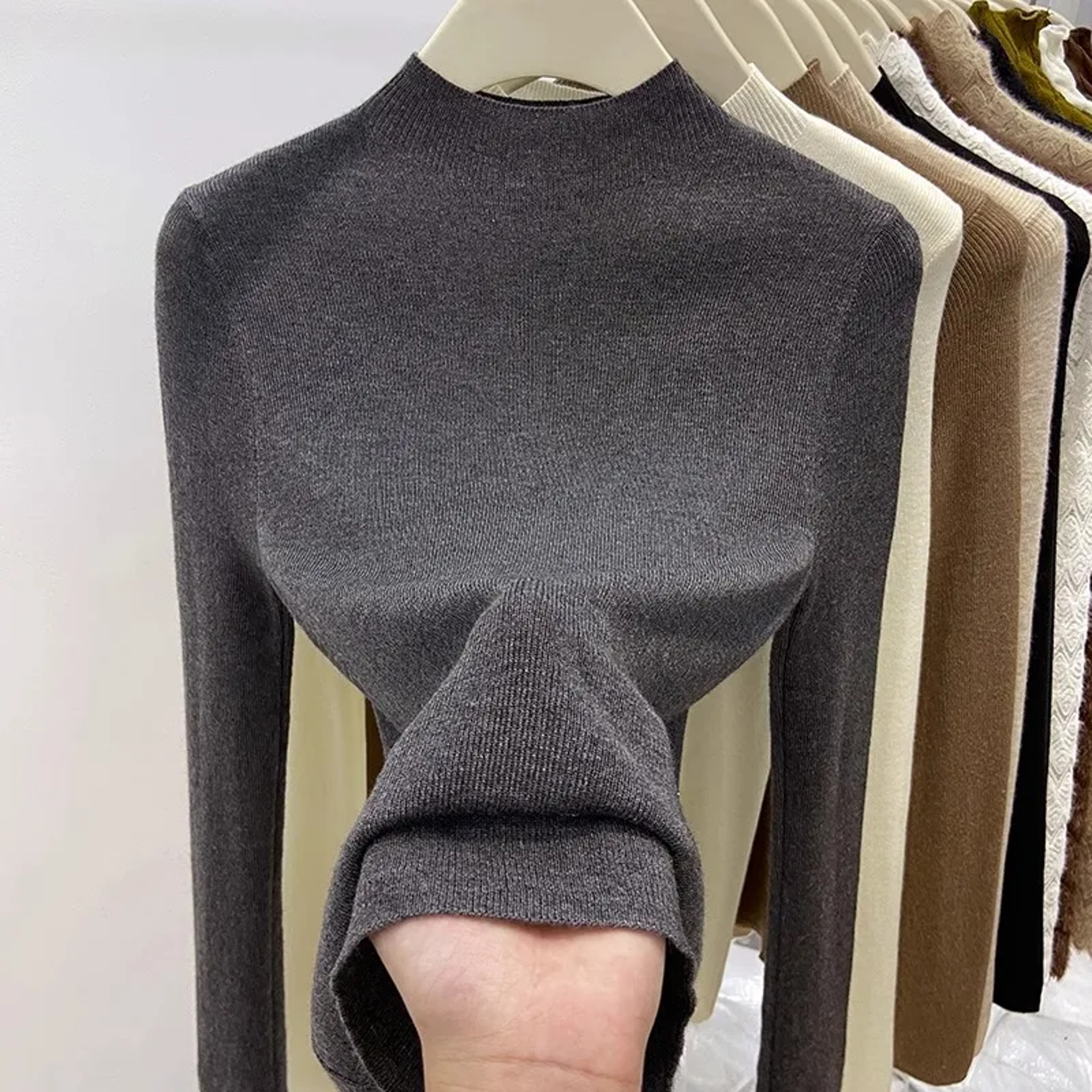 Women's Slim Fit Turtleneck Sweater, Warm Knitwear Pullover, Casual Winter Jumpers, Fashion Base Layer Tops – view 3