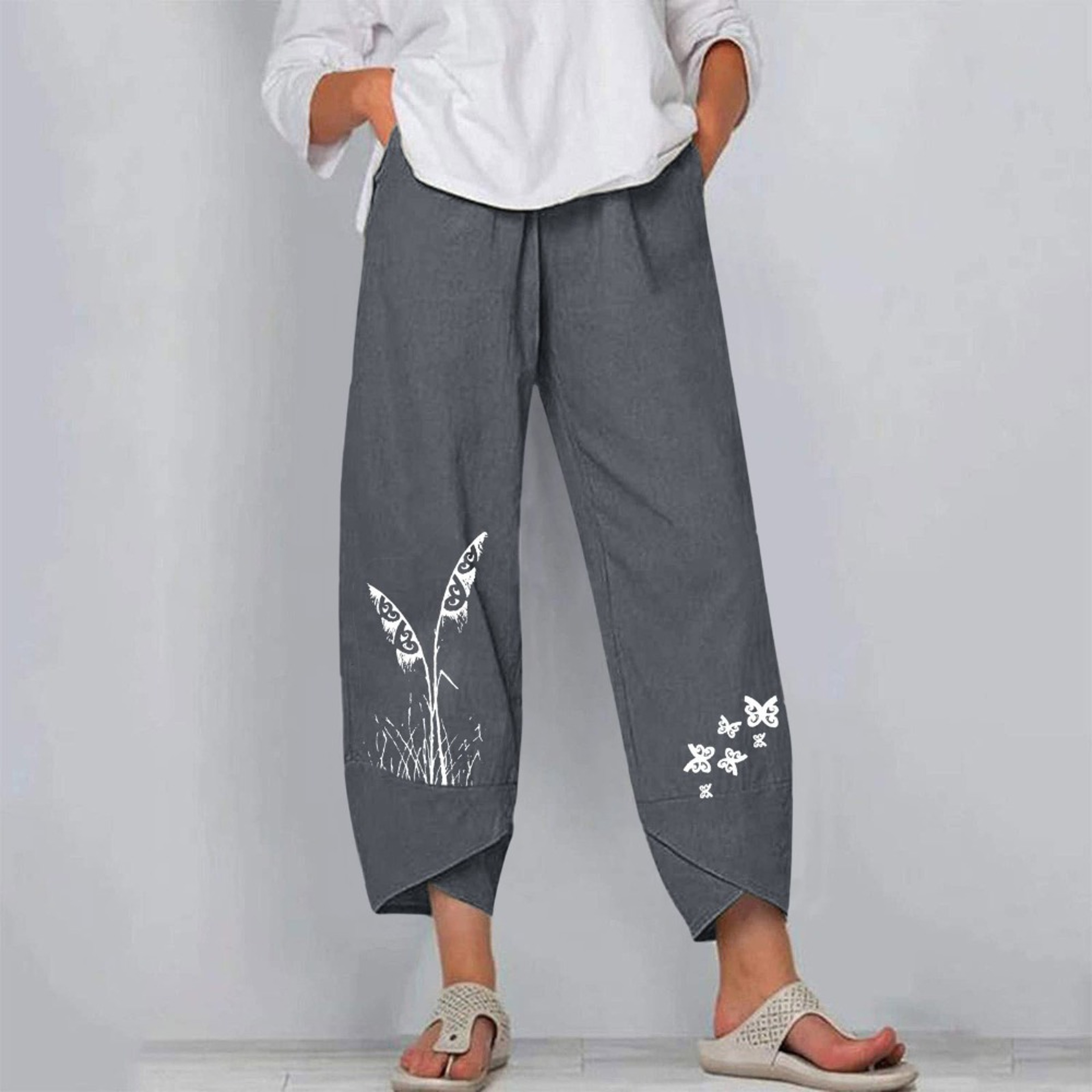 Elegant Autumn Joggers, Street Wear Women Clothes, Cotton Linen Sweatpants, Casual Women Pants – view 3