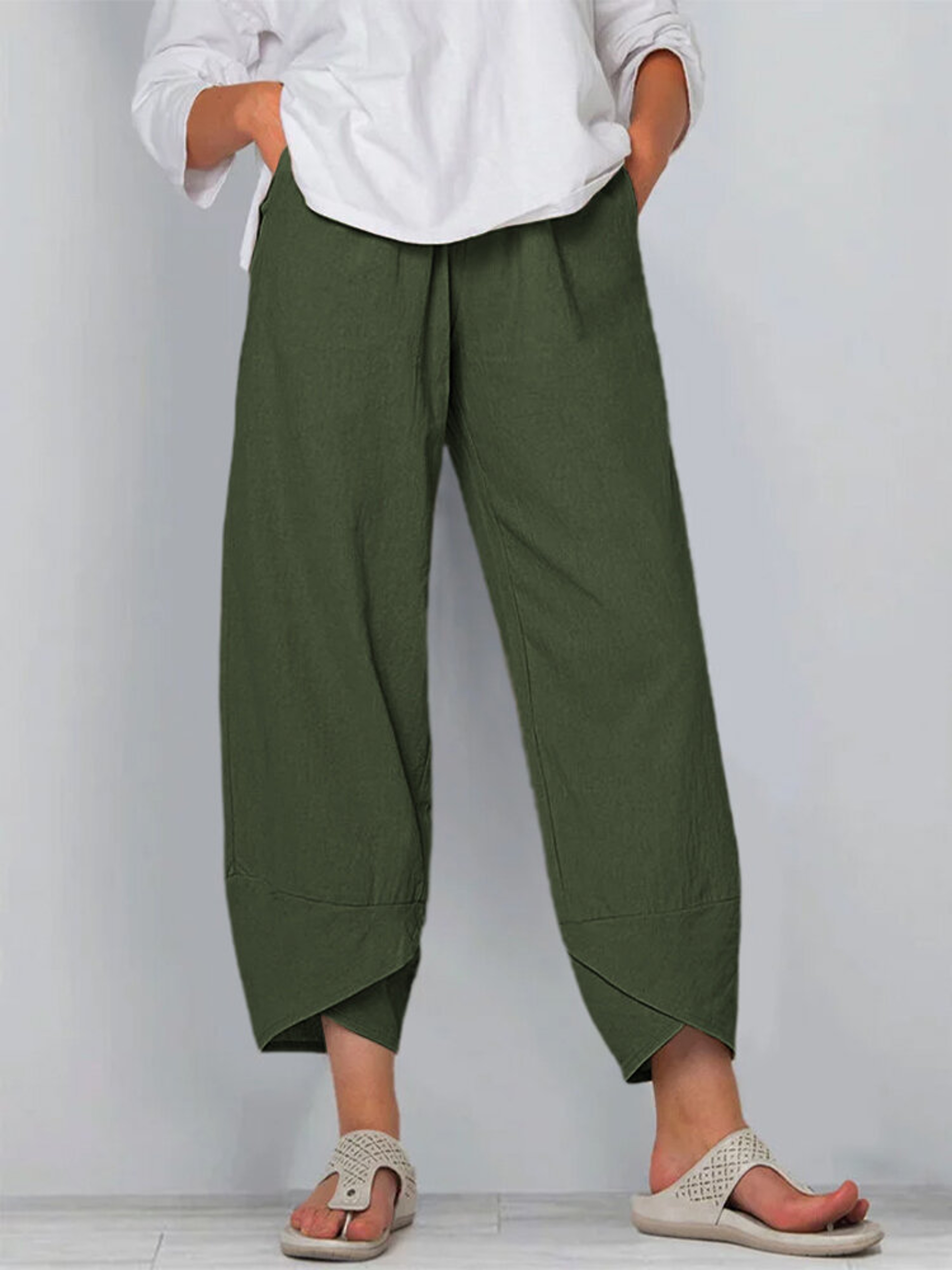 Elegant Autumn Joggers, Street Wear Women Clothes, Cotton Linen Sweatpants, Casual Women Pants – view 14