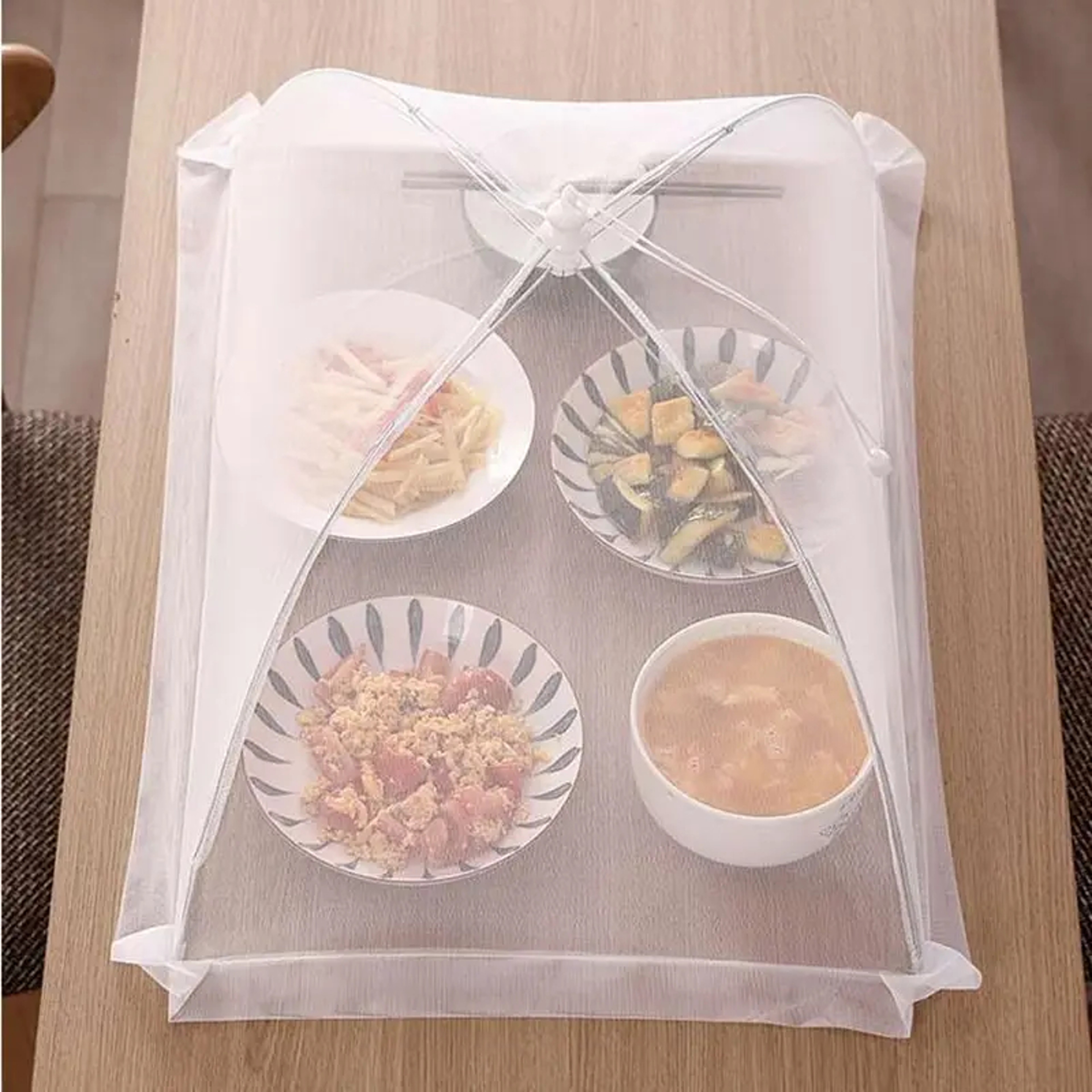 Folding Food Cover Mesh, Washable Fly and Insect Proof Dish Covers, Protective Kitchen Table Storage Accessories – view 2