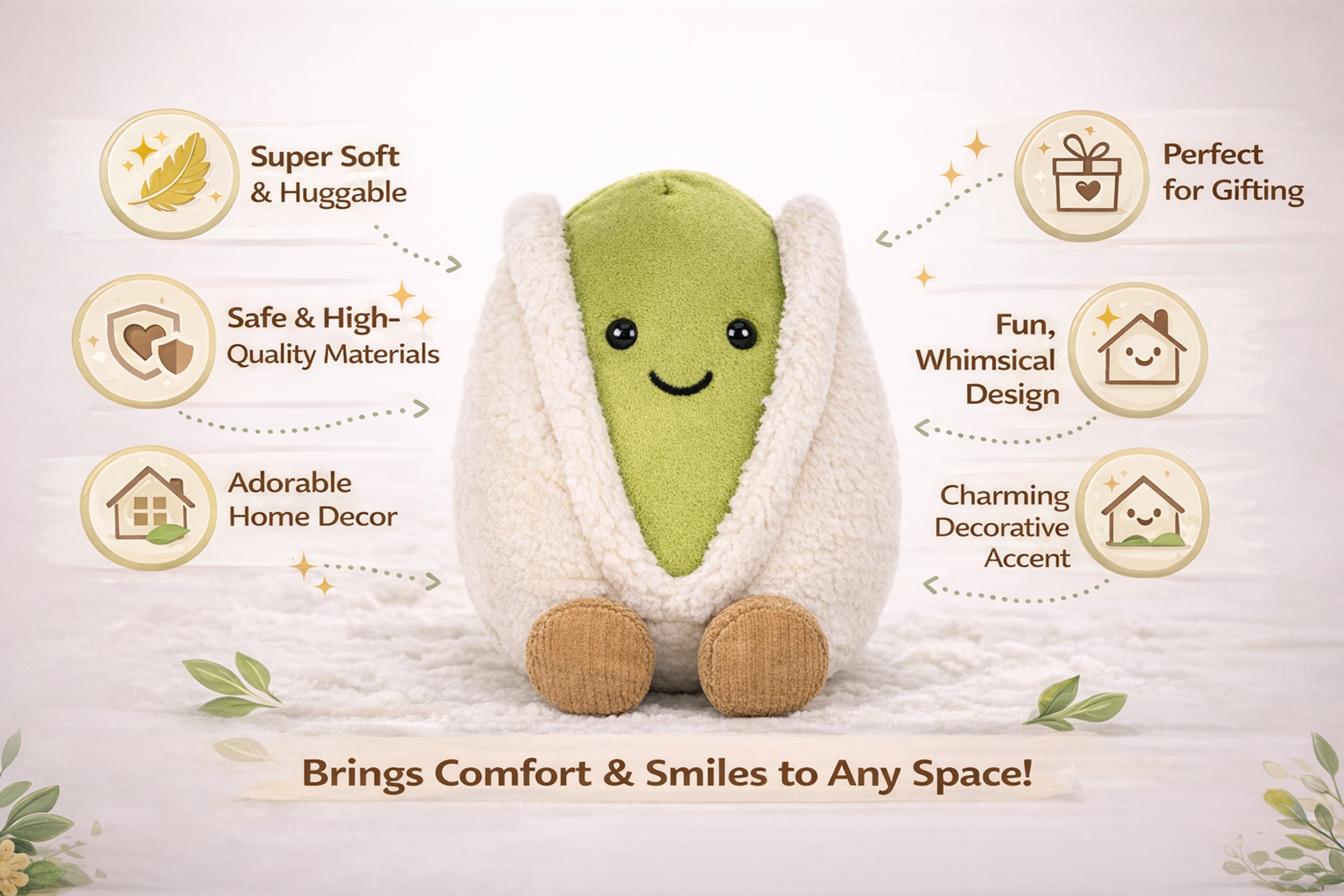Soft Nut-Shaped Plush Toy - Cozy, Cuddly Companion for All Ages | Perfect Gift Idea – view 9