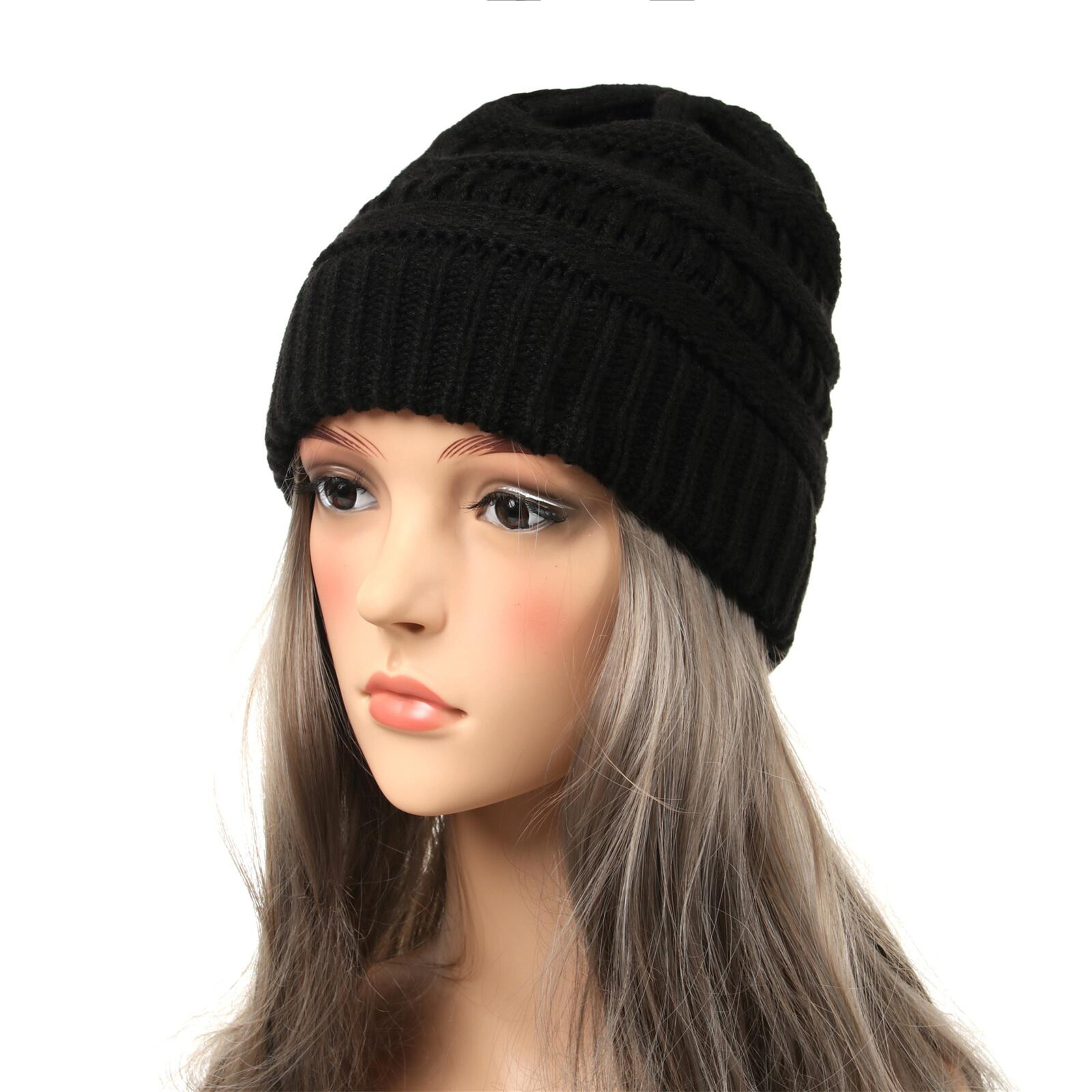 Chunky Cable Knit Beanie Hat For Women Trendy Warm  Soft Winter Hat 6