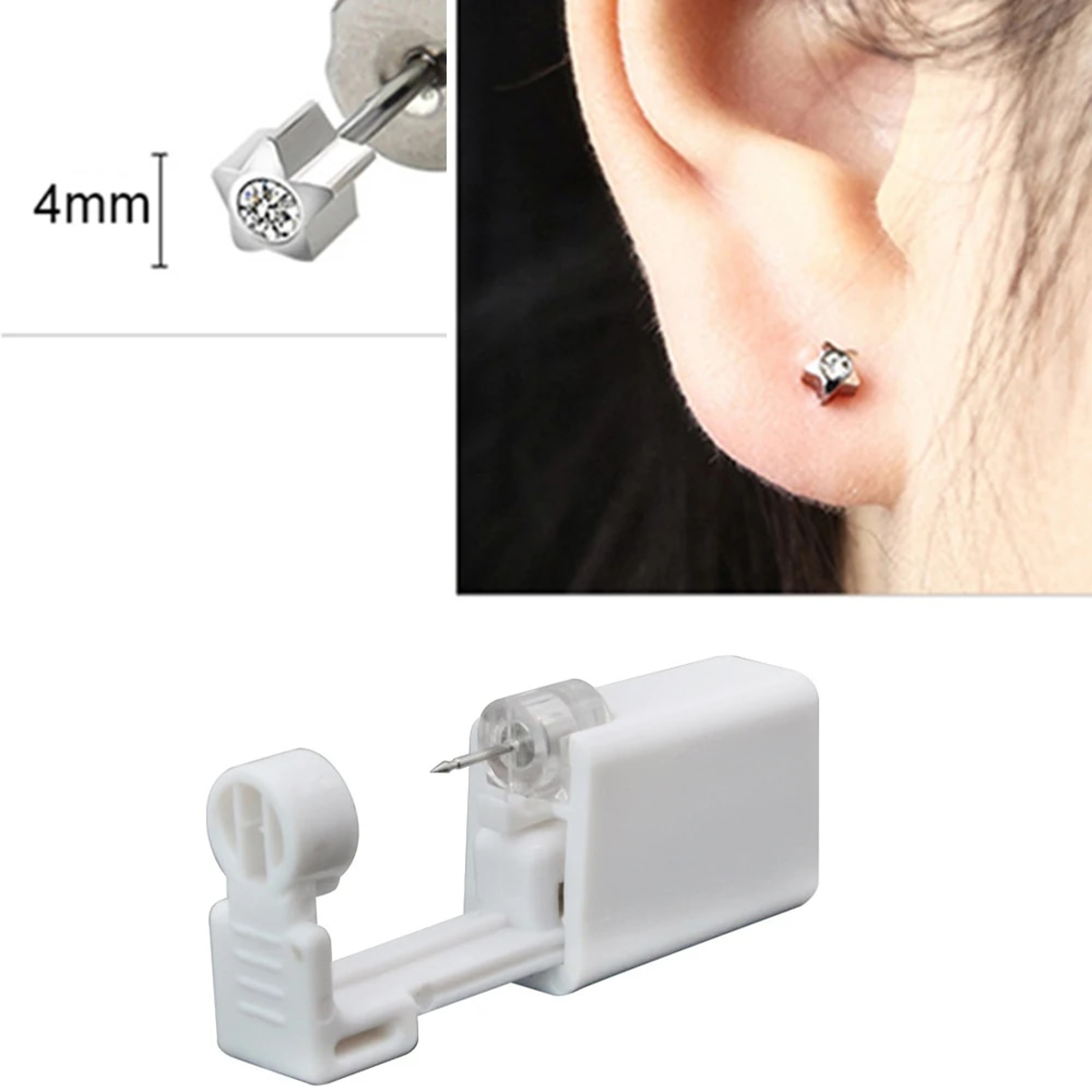 Hpun124PcsDisposableSterileEarPiercingUnitCartilageTragusHelixPiercingGunNoPainPierce