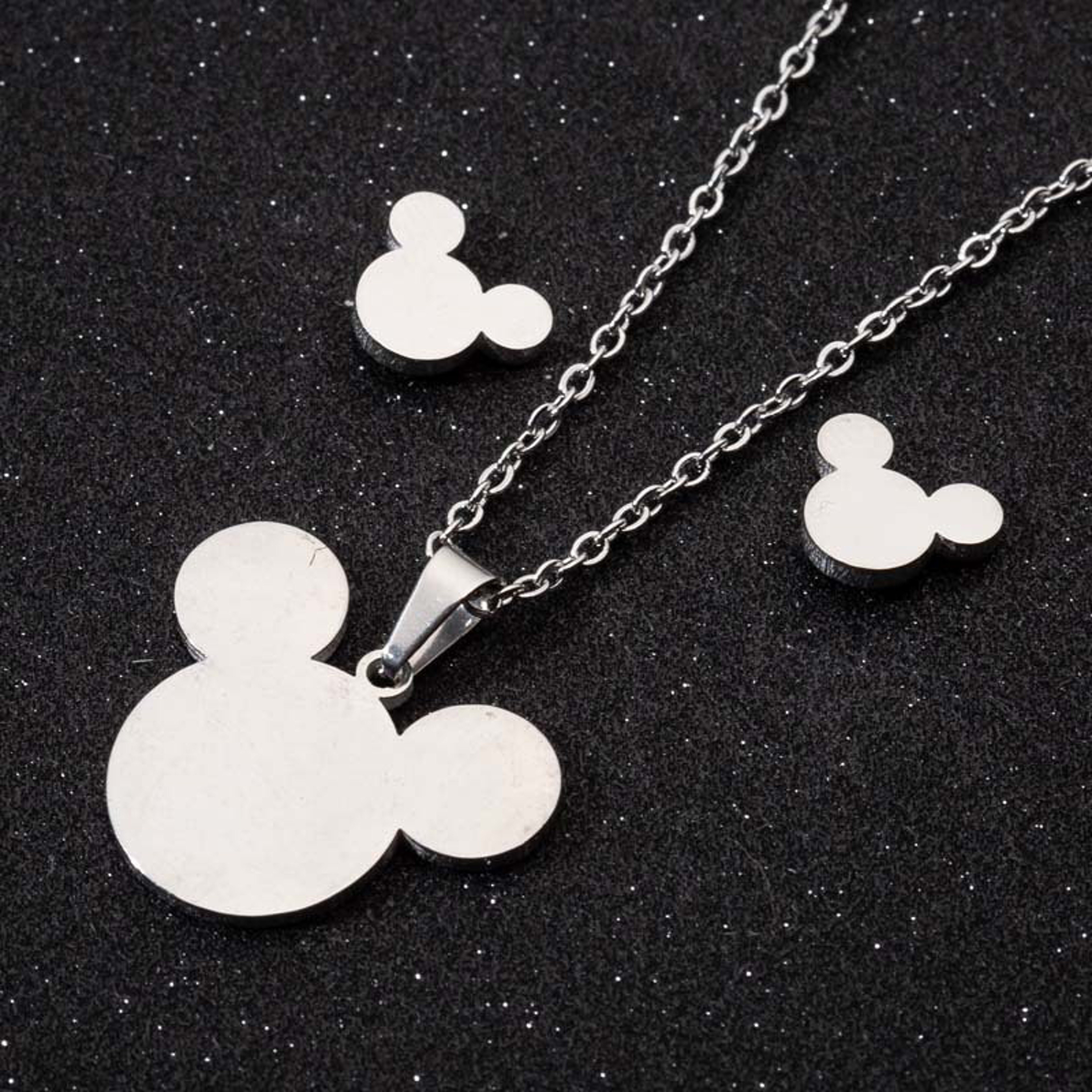 v1dWCuteSmallMickeyHeadStainlessSteelJewelrySetGoldSilverColorMinnieMouseStudEarringN