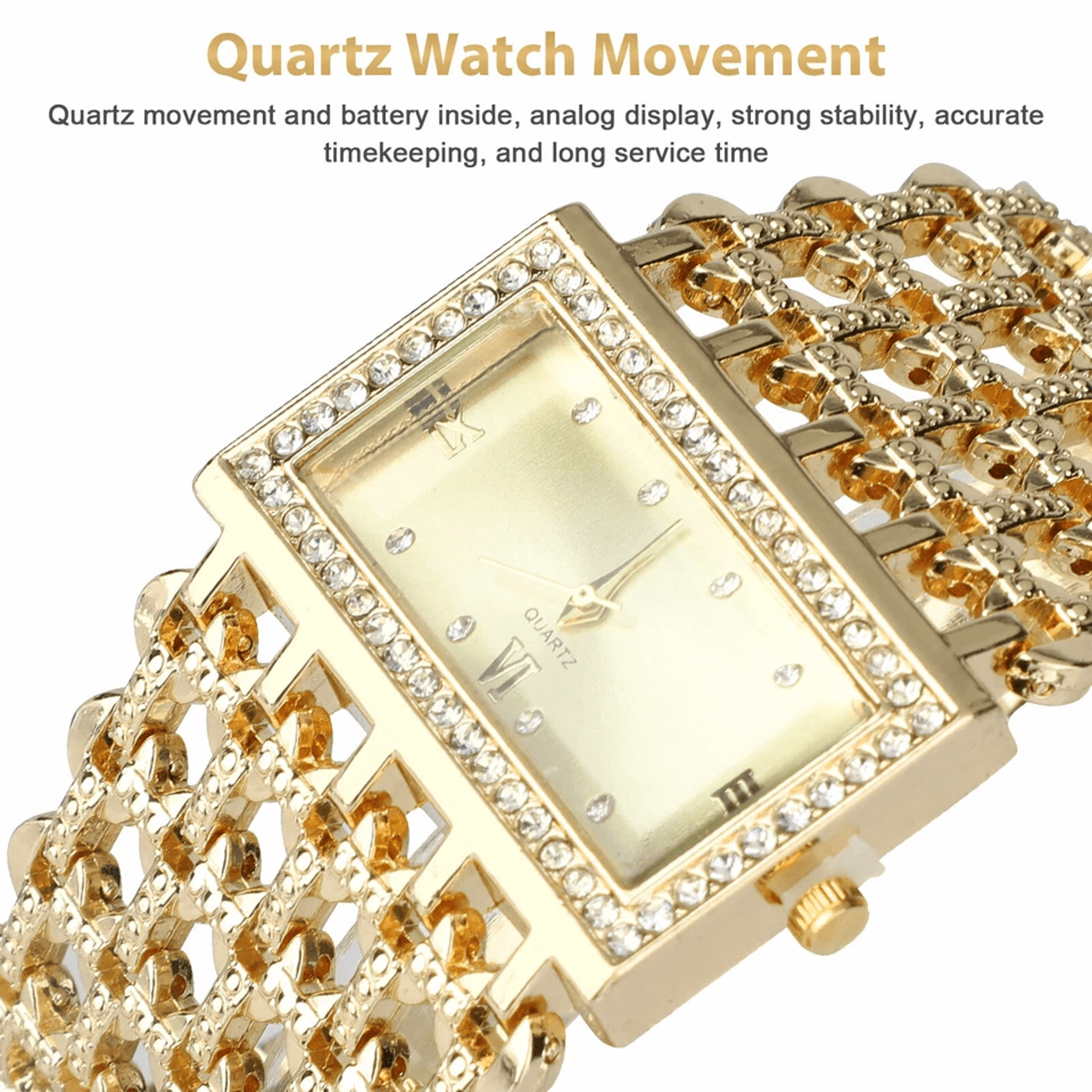 Luxury Womens Silver Gold Bracelet Watch Fashion Waterproof Wrist Watch With Rhinestones Elegant Gi