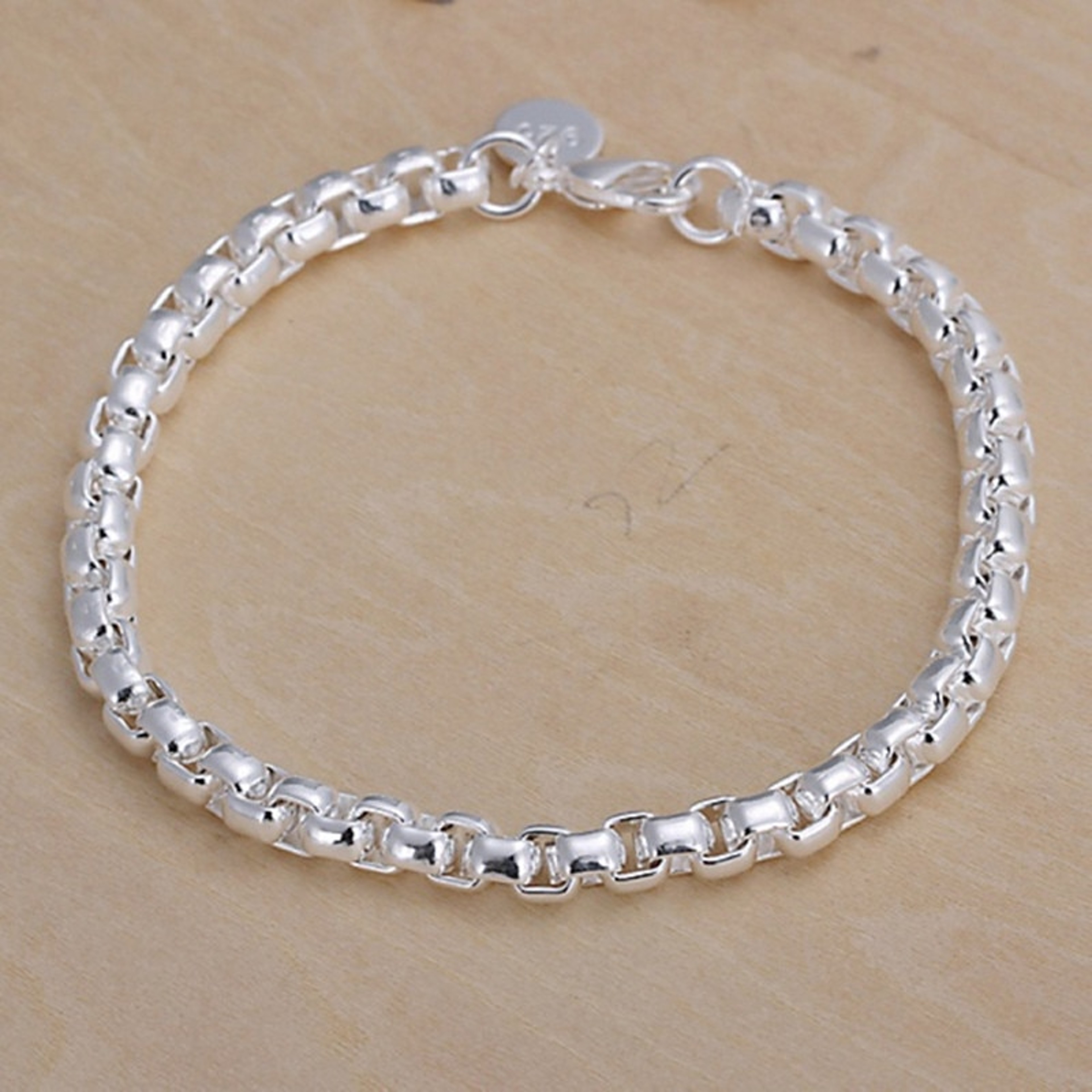 oZYfFine925SterlingSilverNobleNiceChainSolidBraceletforWomenMenCharmsPartyGiftWedding