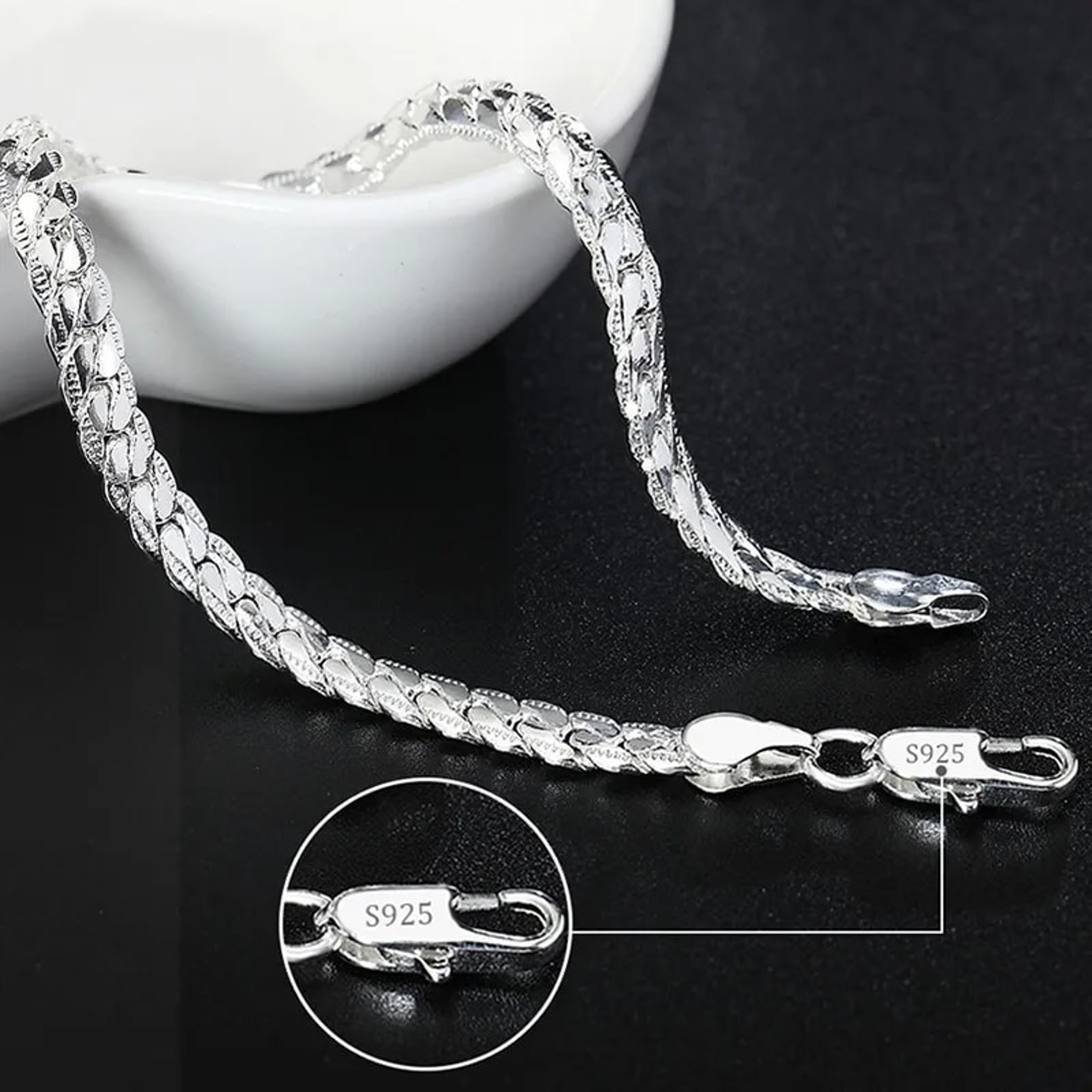 vNC8Fine925SterlingSilverNobleNiceChainSolidBraceletforWomenMenCharmsPartyGiftWedding
